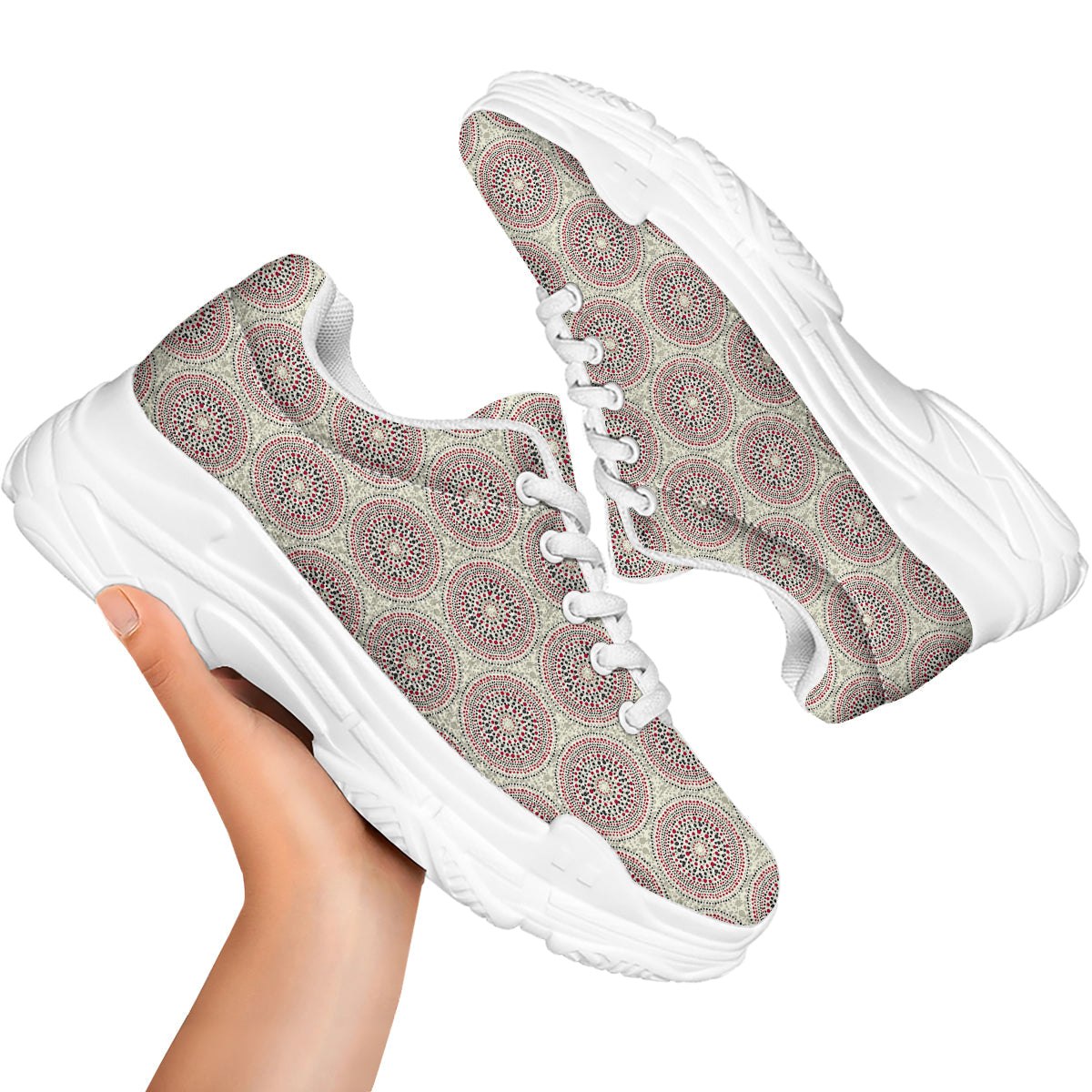 Indigenous Dot Aboriginal Print Pattern White Chunky Shoes-grizzshop