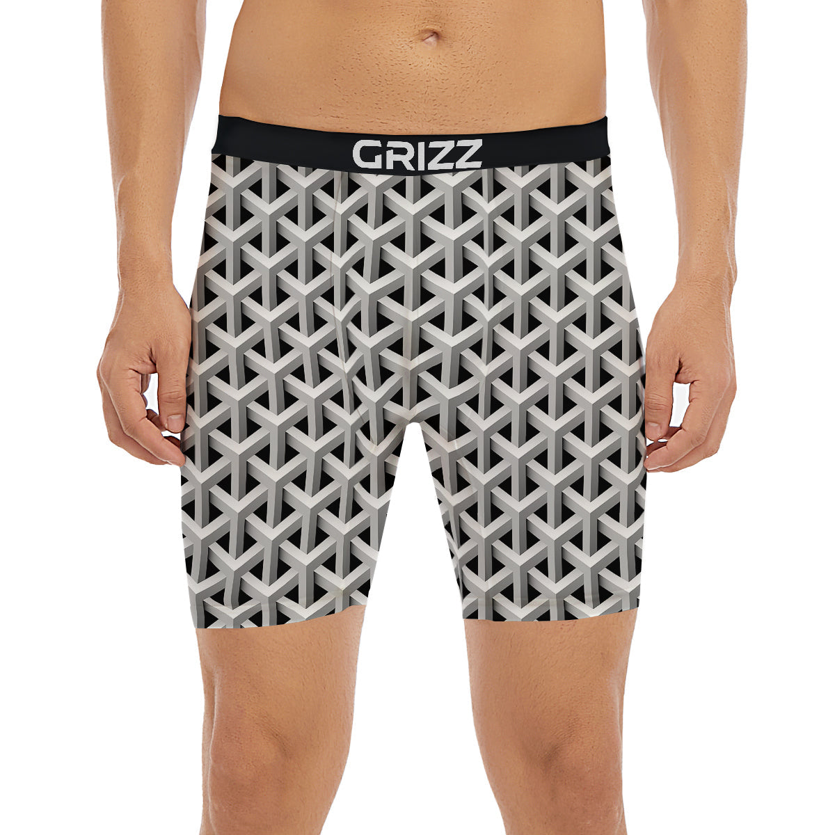 Industrial Raster 3D Print Pattern Boxer Briefs-grizzshop