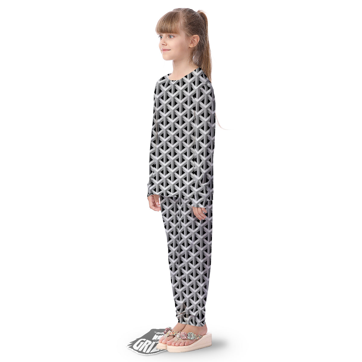 Industrial Raster 3D Print Pattern Kid's Pajamas-grizzshop