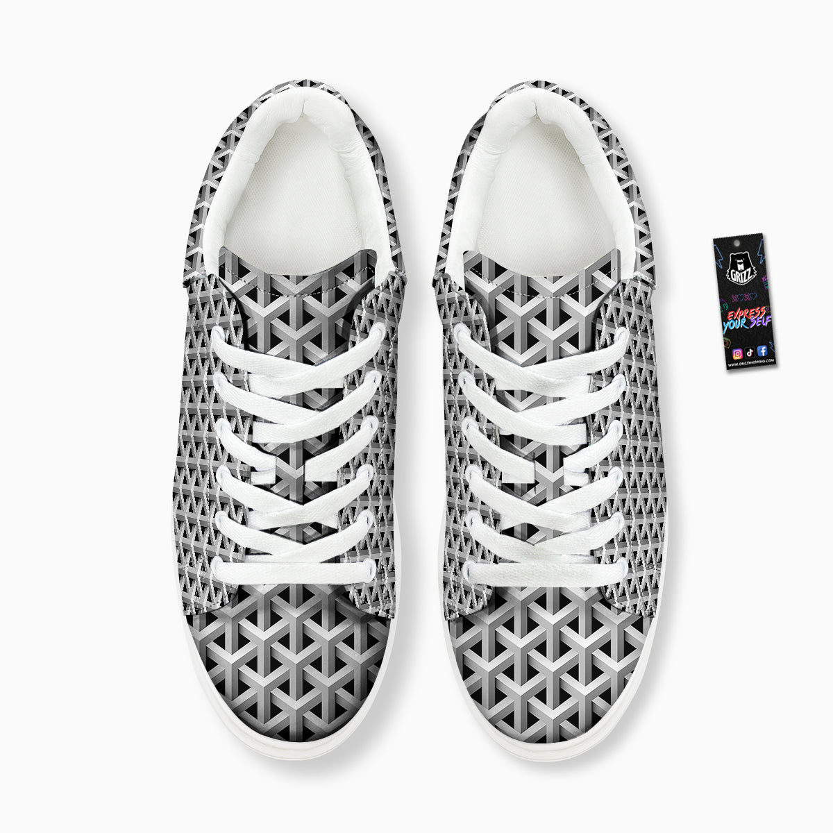 Industrial Raster 3D Print Pattern Platform Shoes-grizzshop