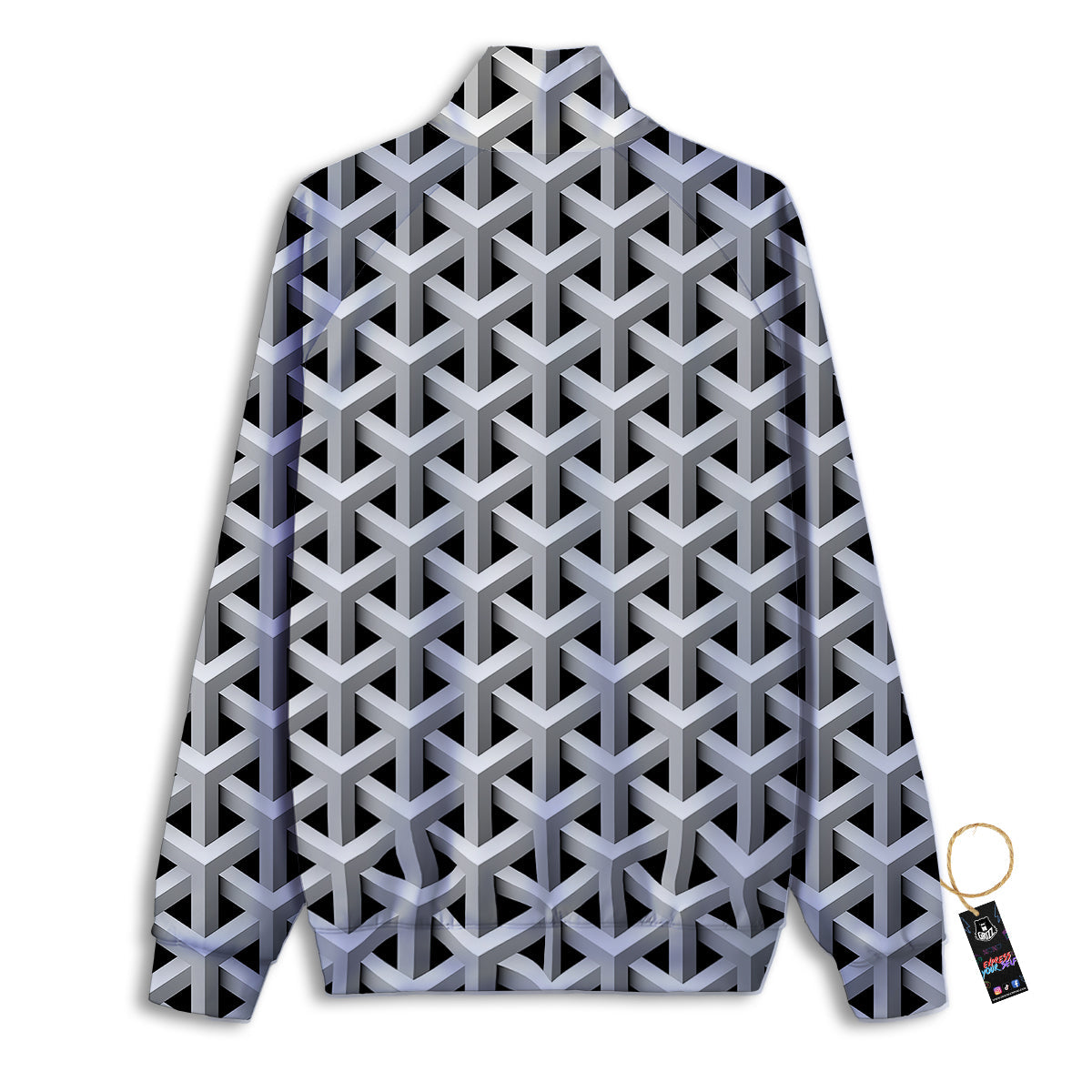 Industrial Raster 3D Print Pattern Track Jacket-grizzshop