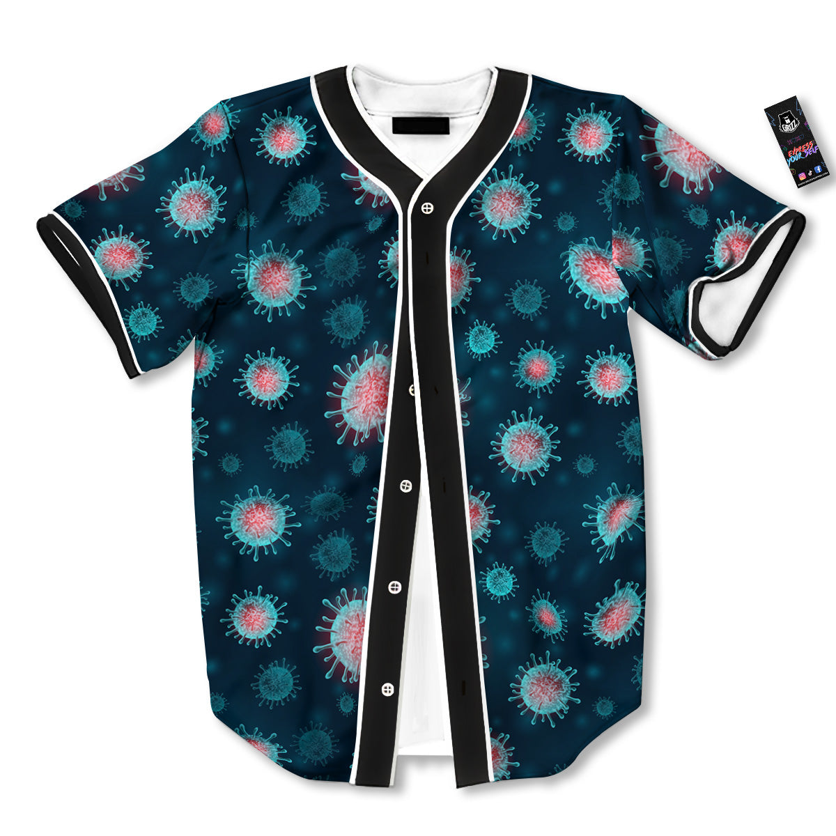 Infection Virus Print Pattern Baseball Jersey-grizzshop