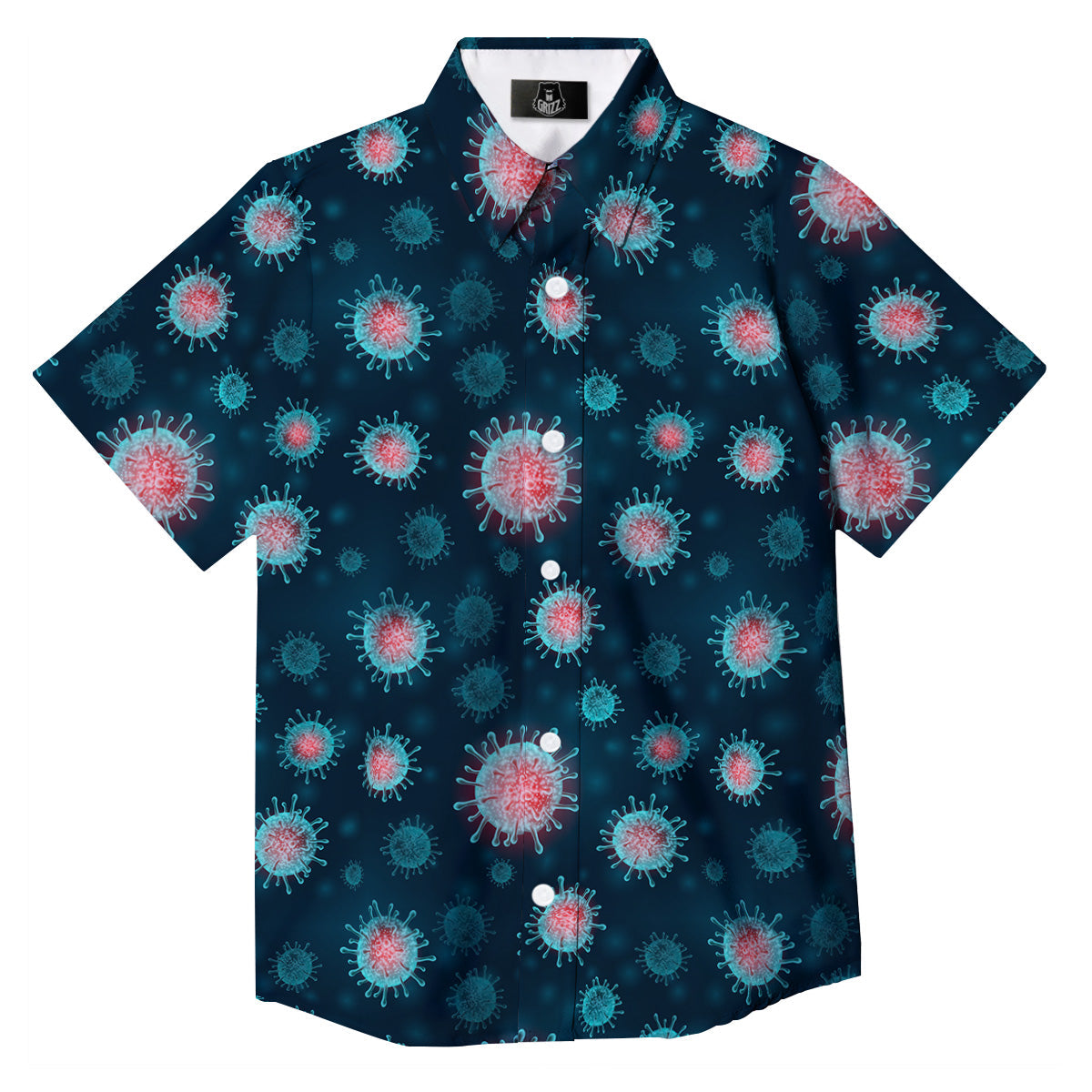 Infection Virus Print Pattern Button Up Shirt-grizzshop
