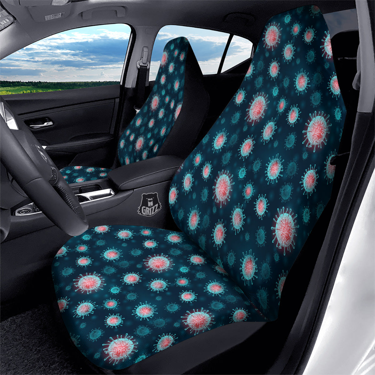 Infection Virus Print Pattern Car Seat Covers-grizzshop