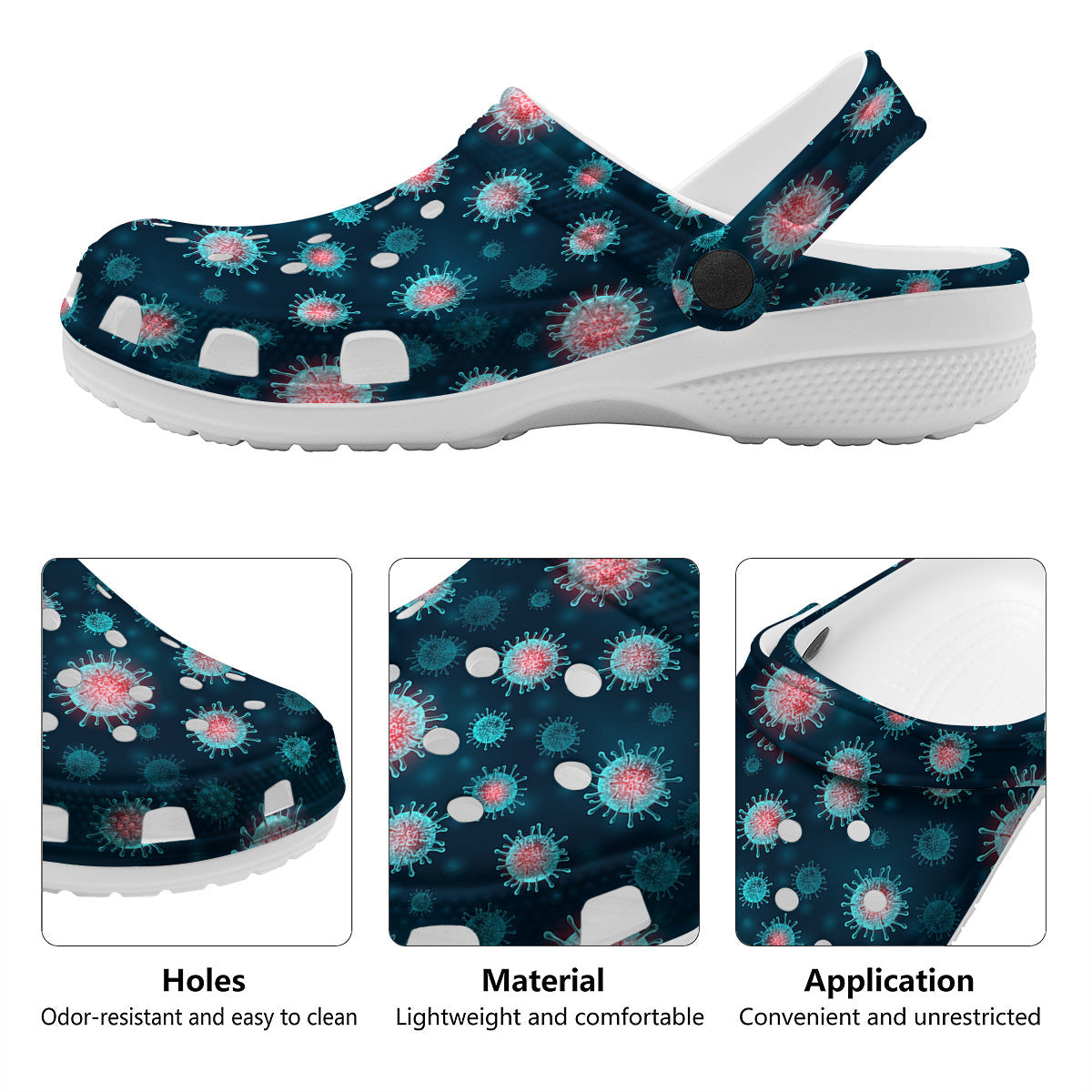 Infection Virus Print Pattern Clog-grizzshop