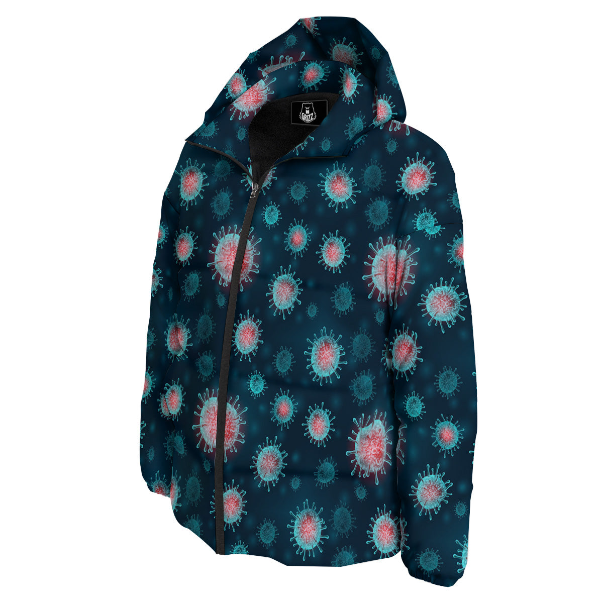 Infection Virus Print Pattern Down Jacket-grizzshop