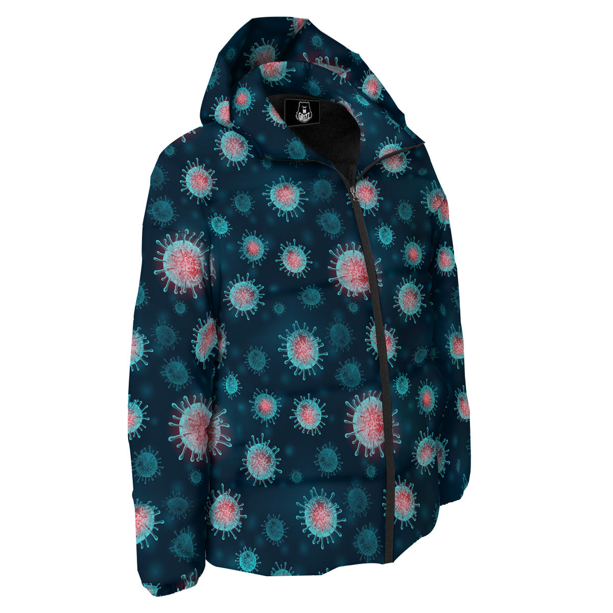 Infection Virus Print Pattern Down Jacket-grizzshop