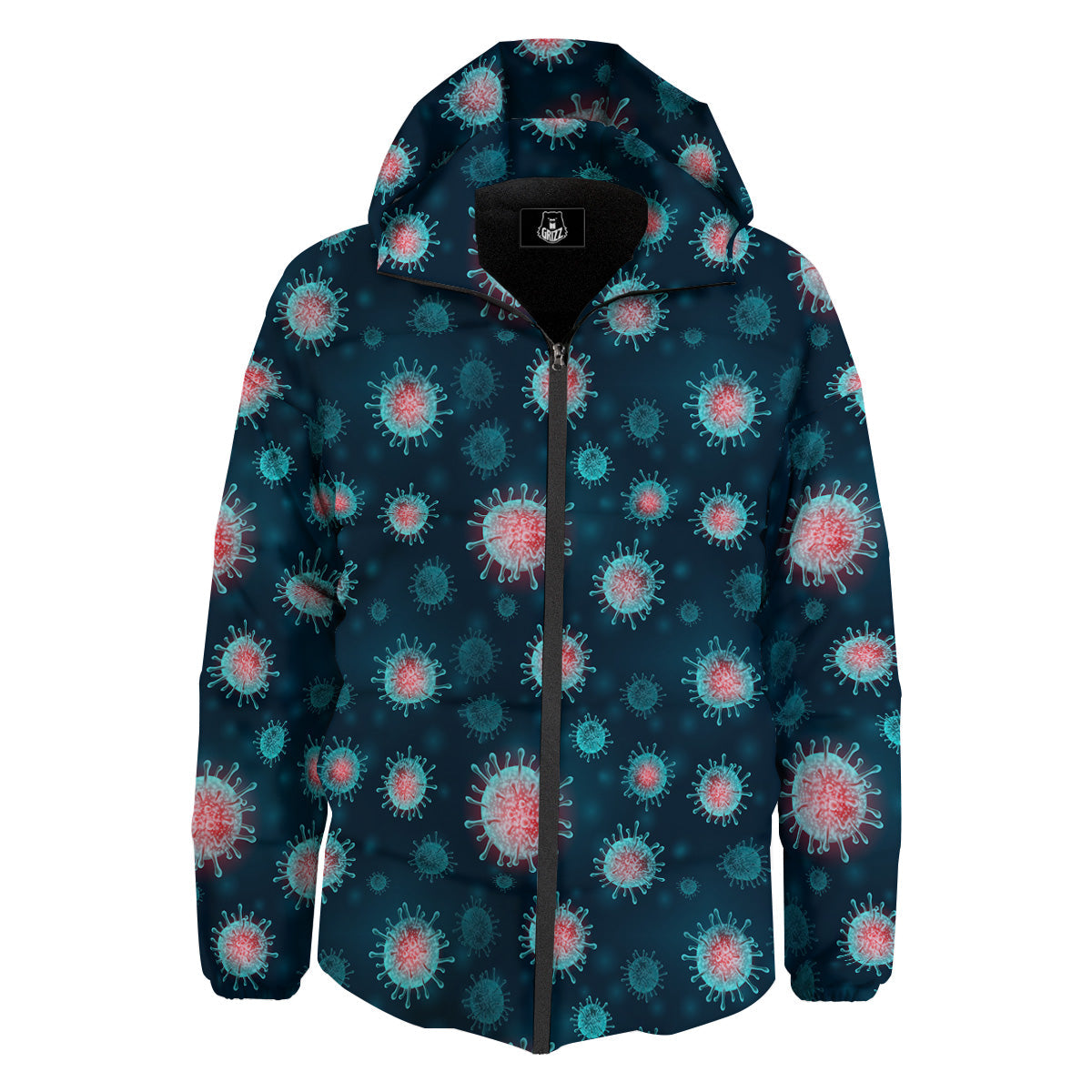 Infection Virus Print Pattern Down Jacket-grizzshop