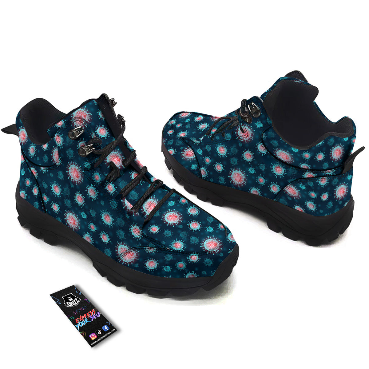 Infection Virus Print Pattern Hiking Shoes-grizzshop