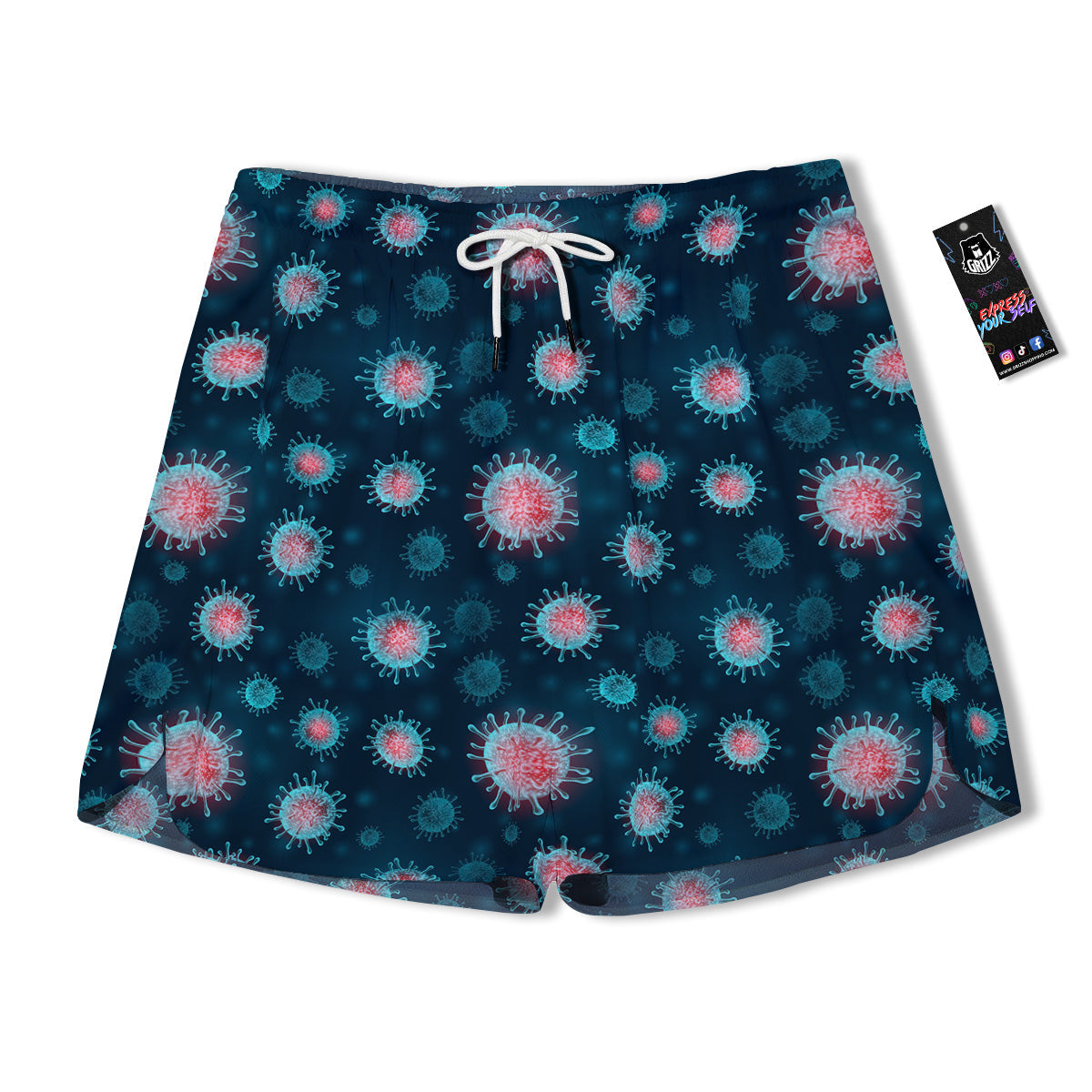 Infection Virus Print Pattern Men's Running Shorts-grizzshop