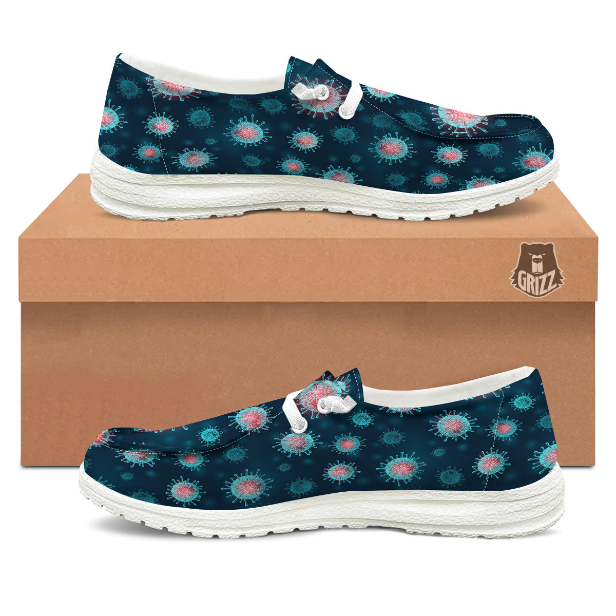 Infection Virus Print Pattern White Loafers-grizzshop