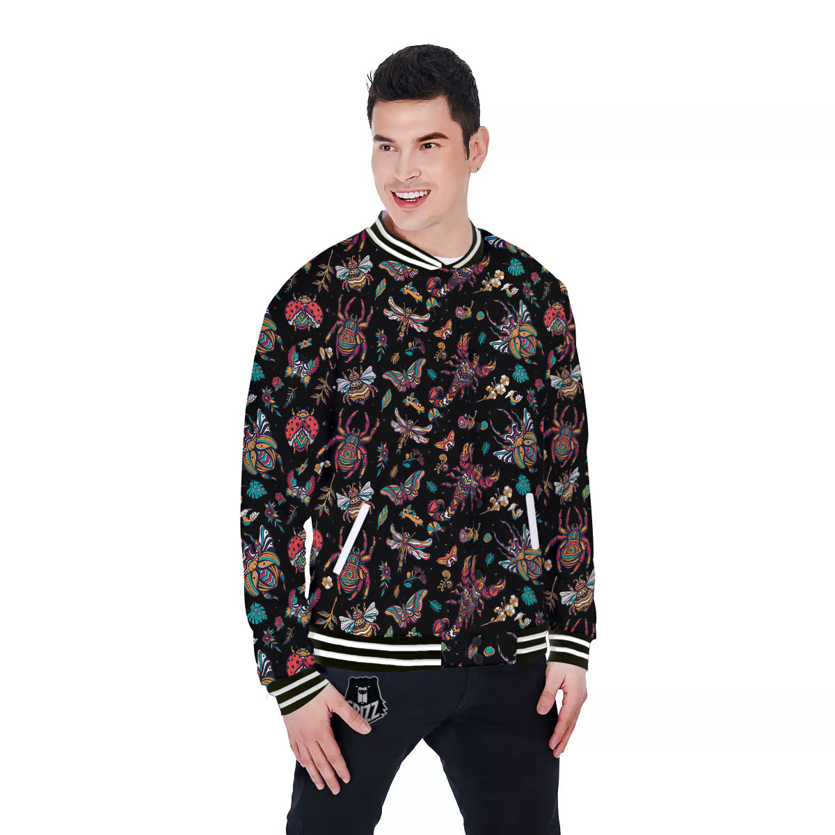 Insect Old School Tattoo Print Pattern Baseball Jacket-grizzshop