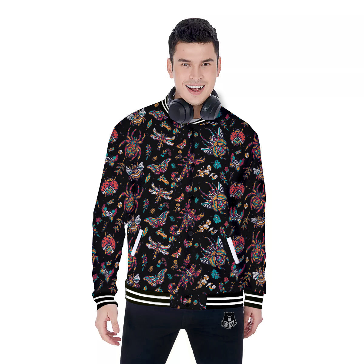 Insect Old School Tattoo Print Pattern Baseball Jacket-grizzshop