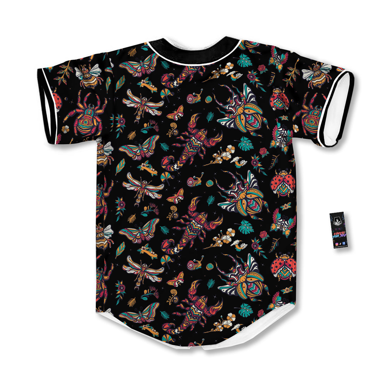 Insect Old School Tattoo Print Pattern Baseball Jersey-grizzshop