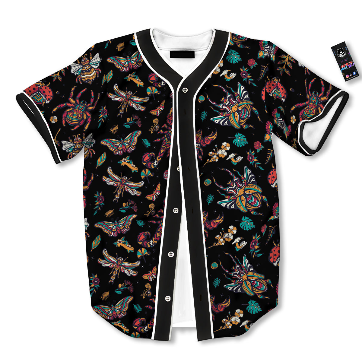 Insect Old School Tattoo Print Pattern Baseball Jersey-grizzshop