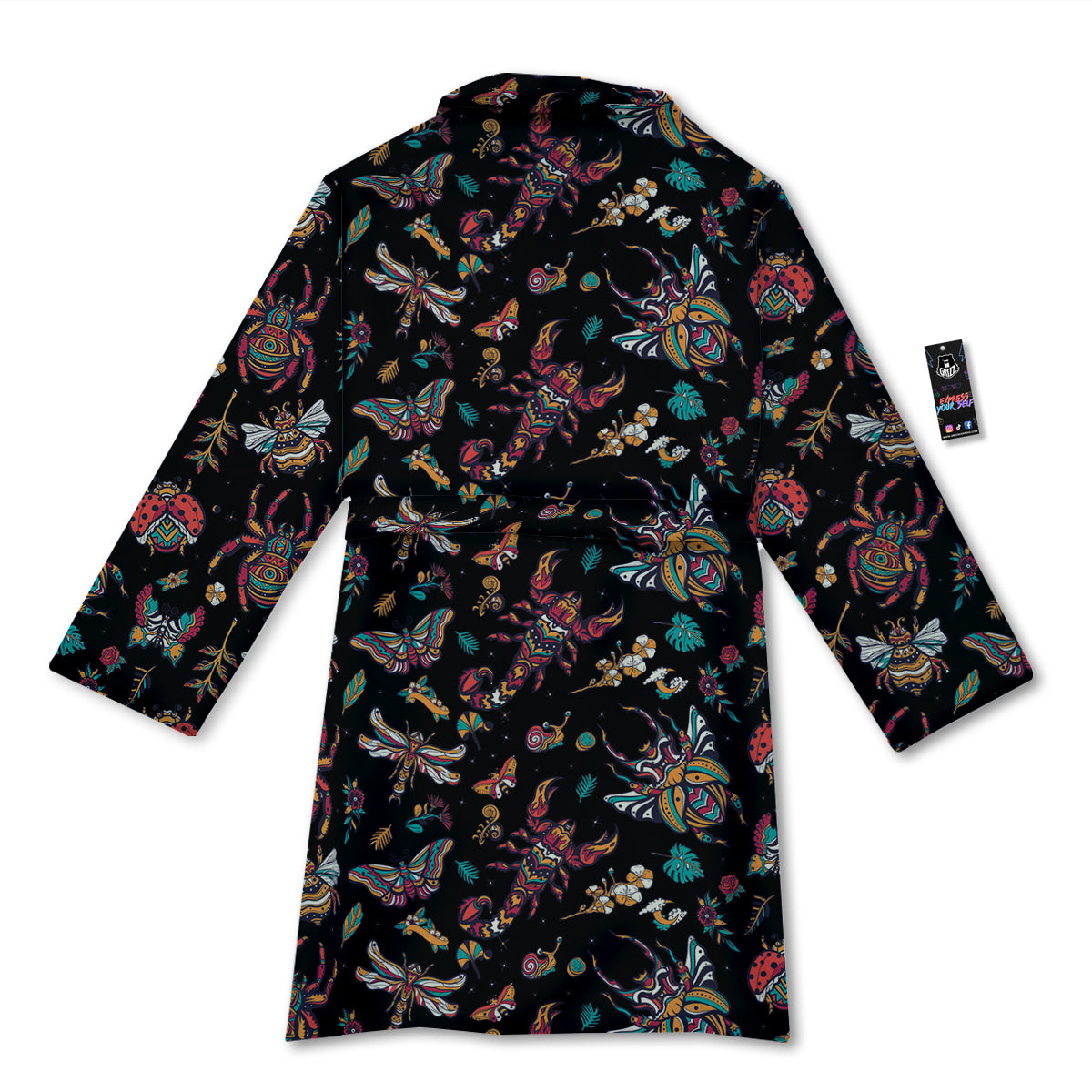 Insect Old School Tattoo Print Pattern Bathrobe-grizzshop