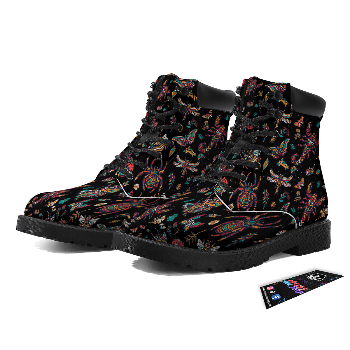 Insect Old School Tattoo Print Pattern Boots-grizzshop