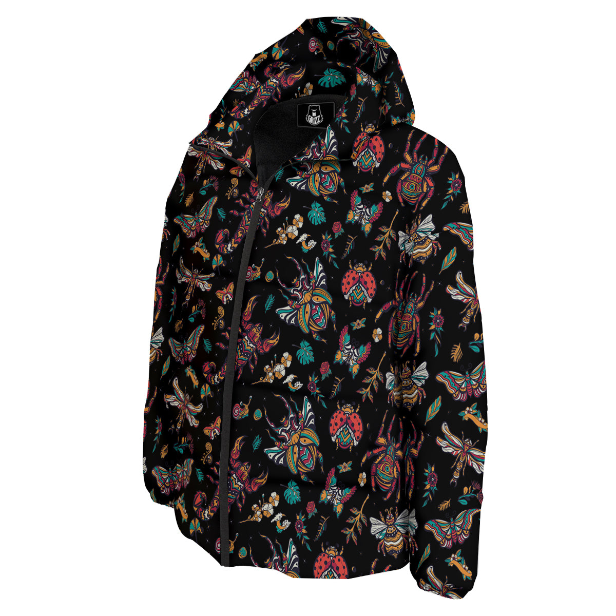 Insect Old School Tattoo Print Pattern Down Jacket-grizzshop