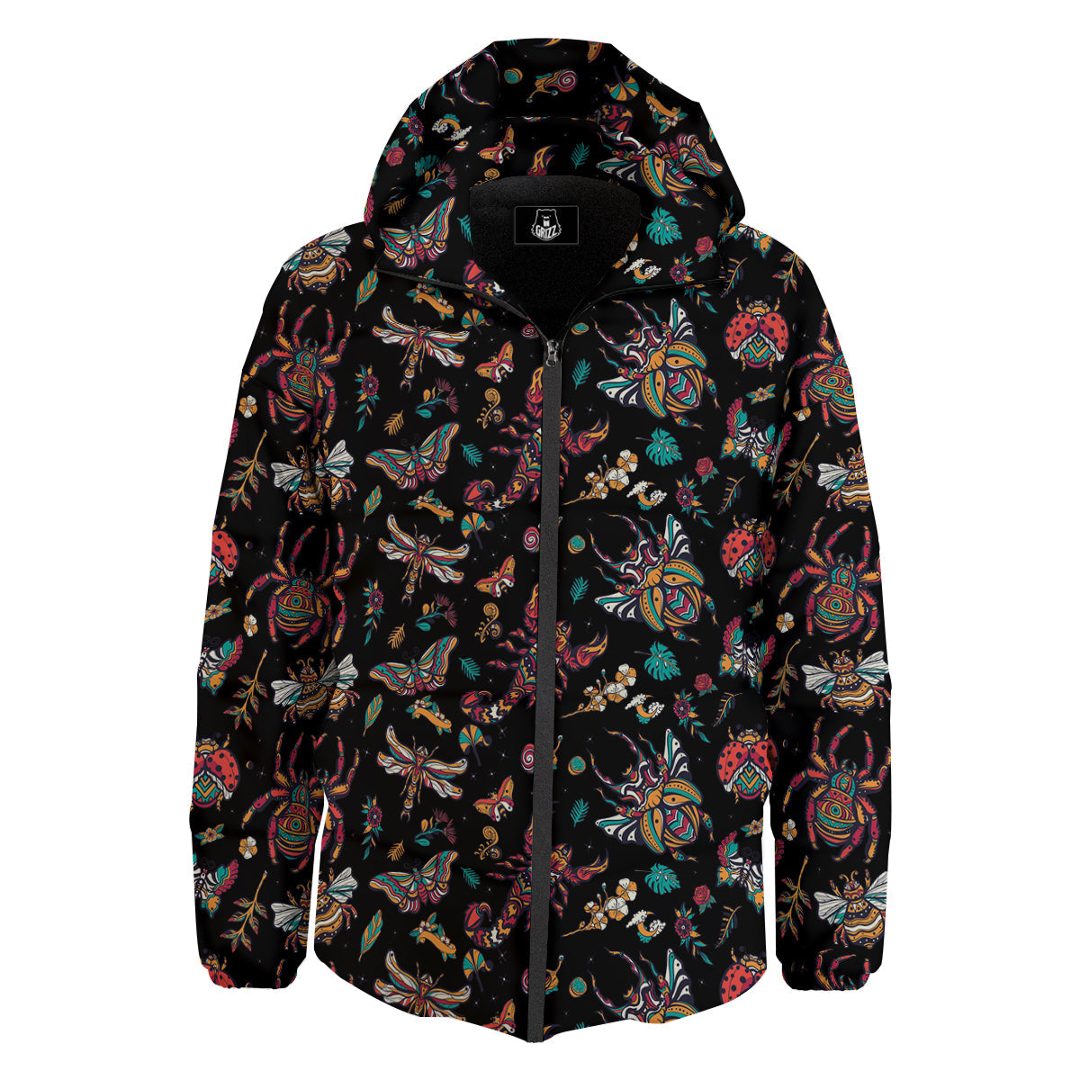 Insect Old School Tattoo Print Pattern Down Jacket-grizzshop