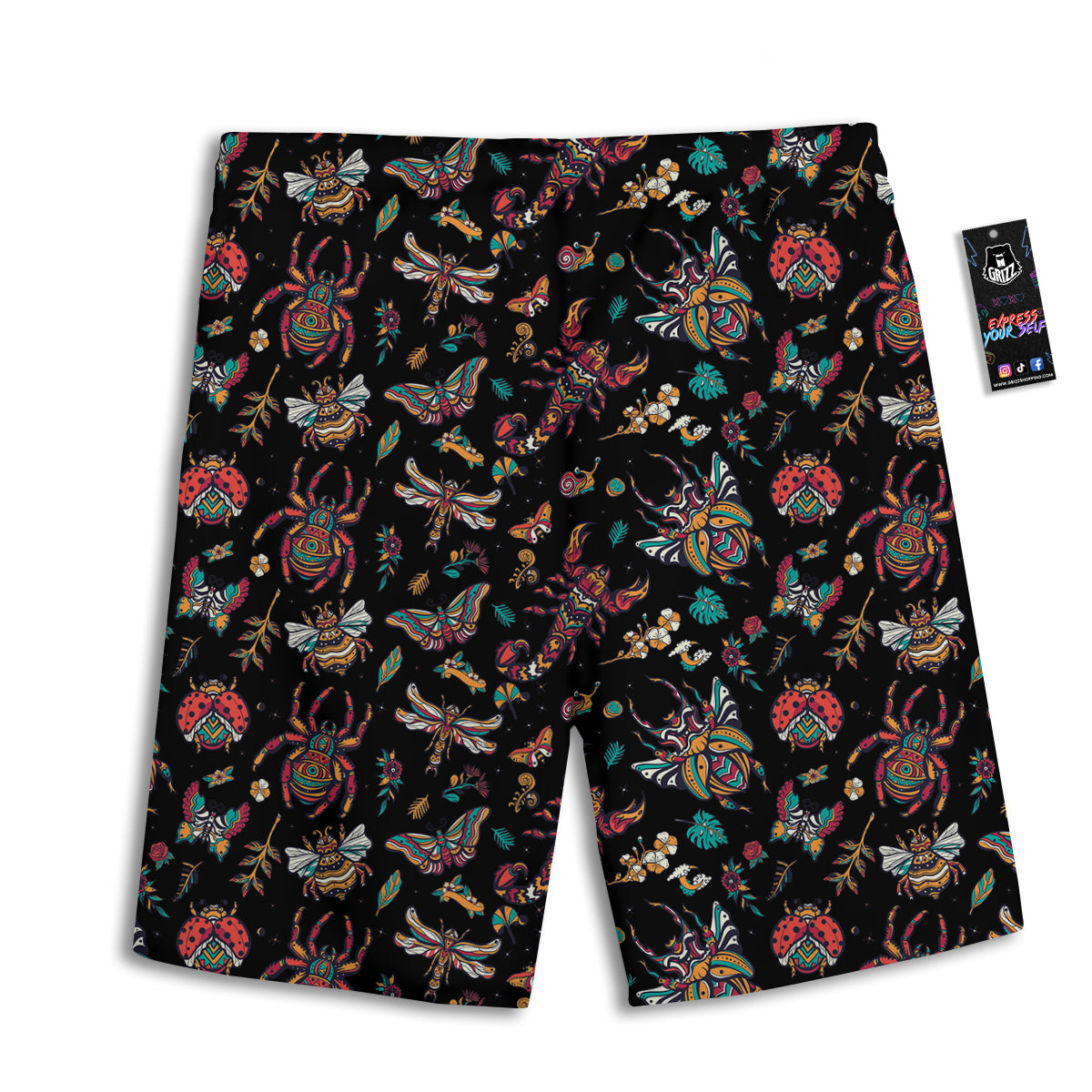 Insect Old School Tattoo Print Pattern Men's Athletic Shorts