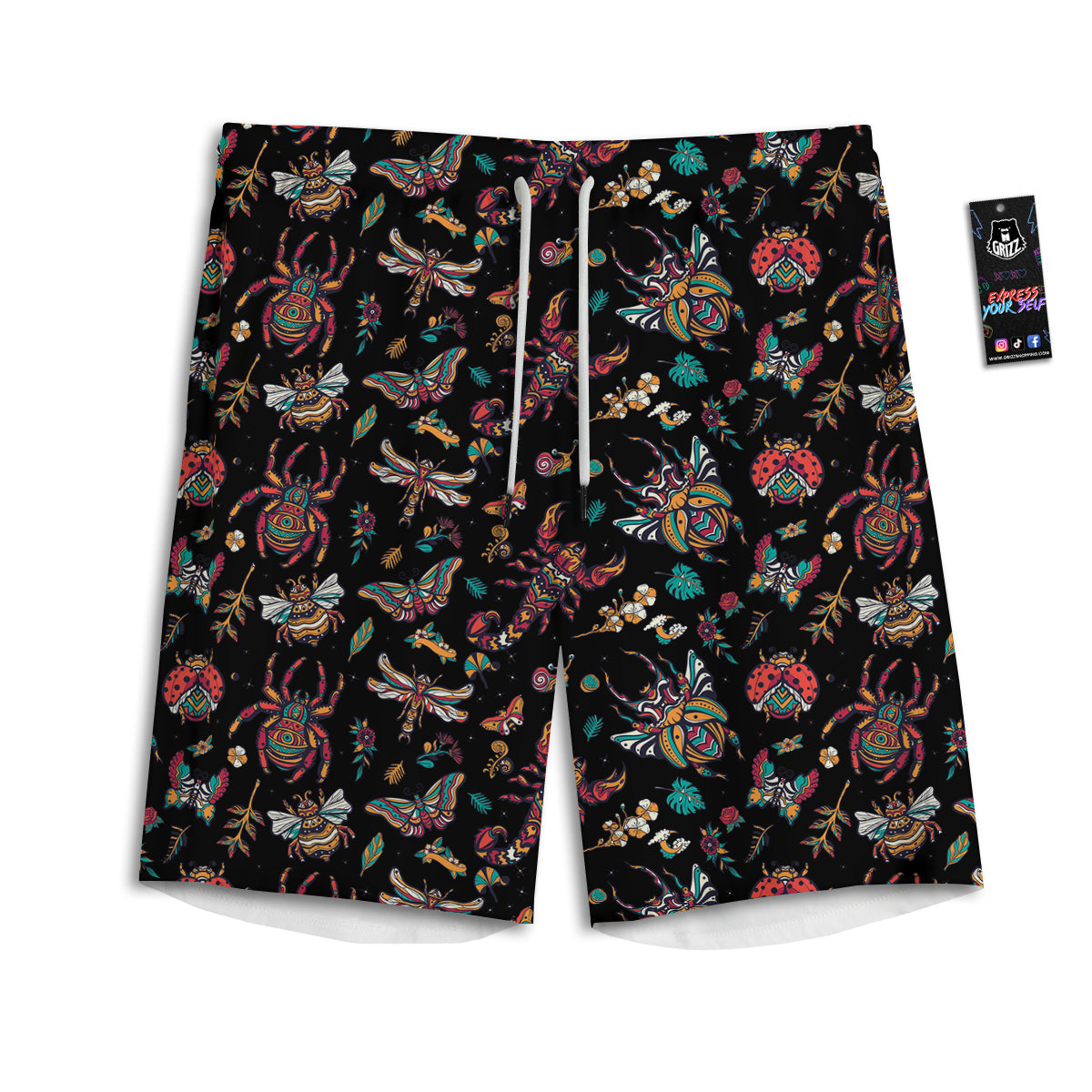 Insect Old School Tattoo Print Pattern Men's Athletic Shorts