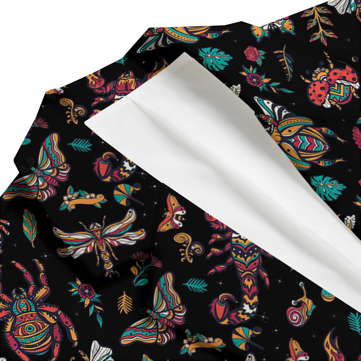 Insect Old School Tattoo Print Pattern Men's Blazer-grizzshop