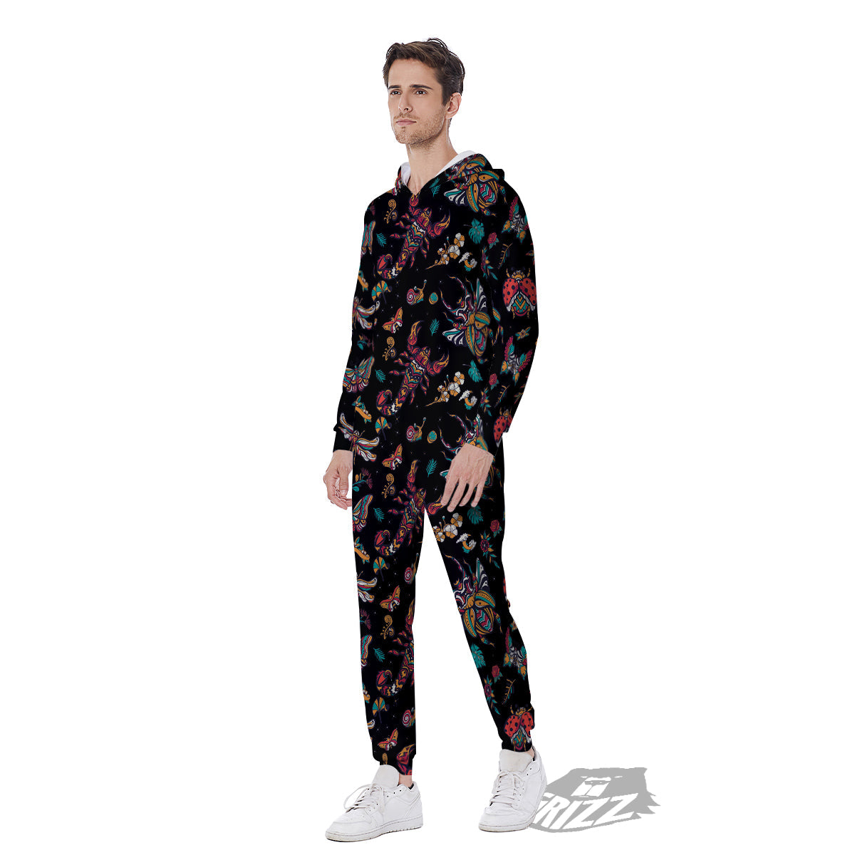 Insect Old School Tattoo Print Pattern Men's Jumpsuit-grizzshop