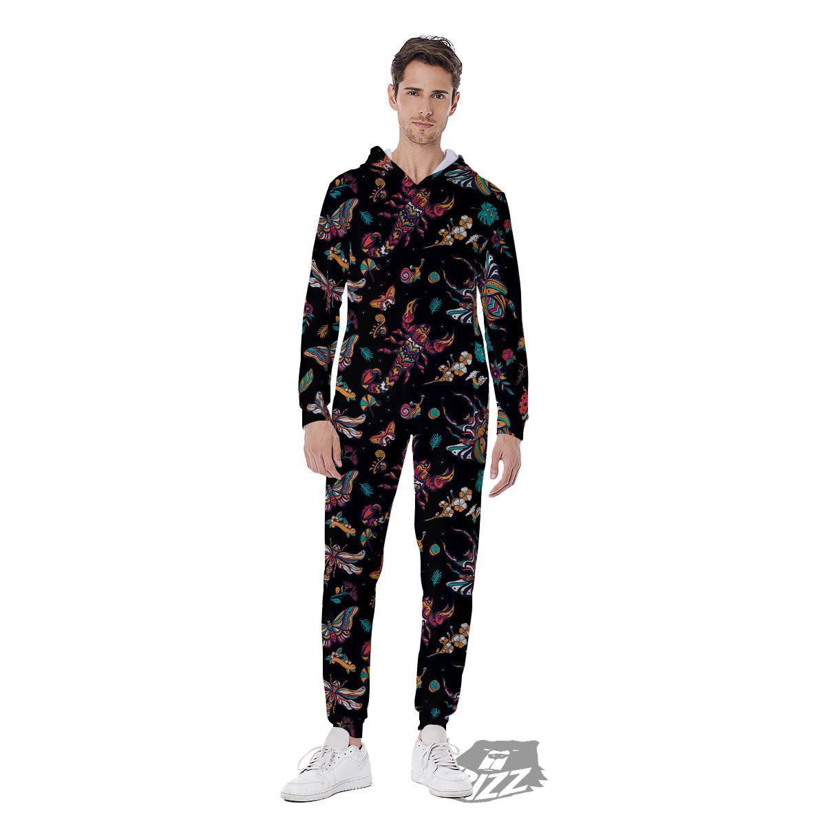 Insect Old School Tattoo Print Pattern Men's Jumpsuit-grizzshop