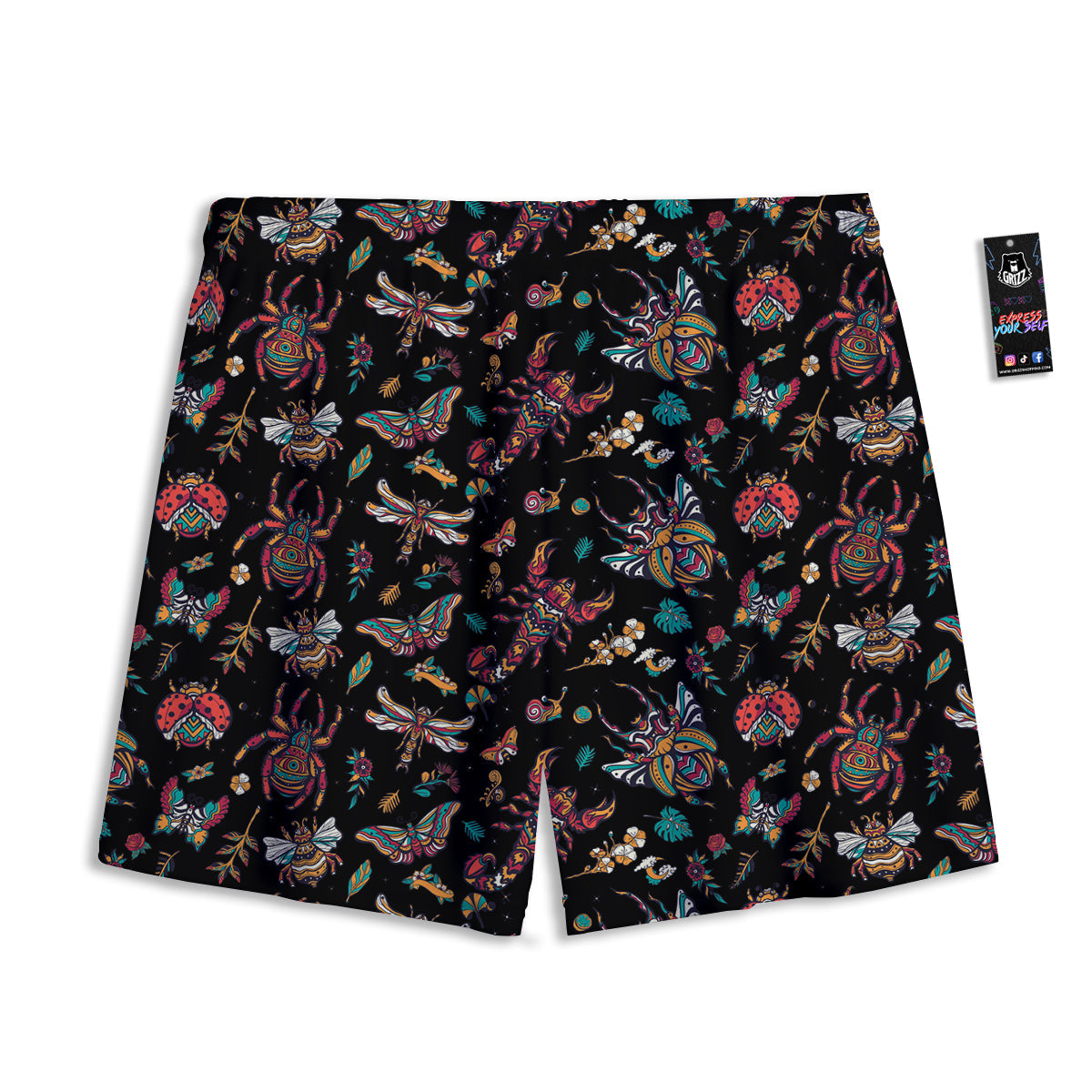 Lavender Embroidery Print Pattern Mesh Shorts