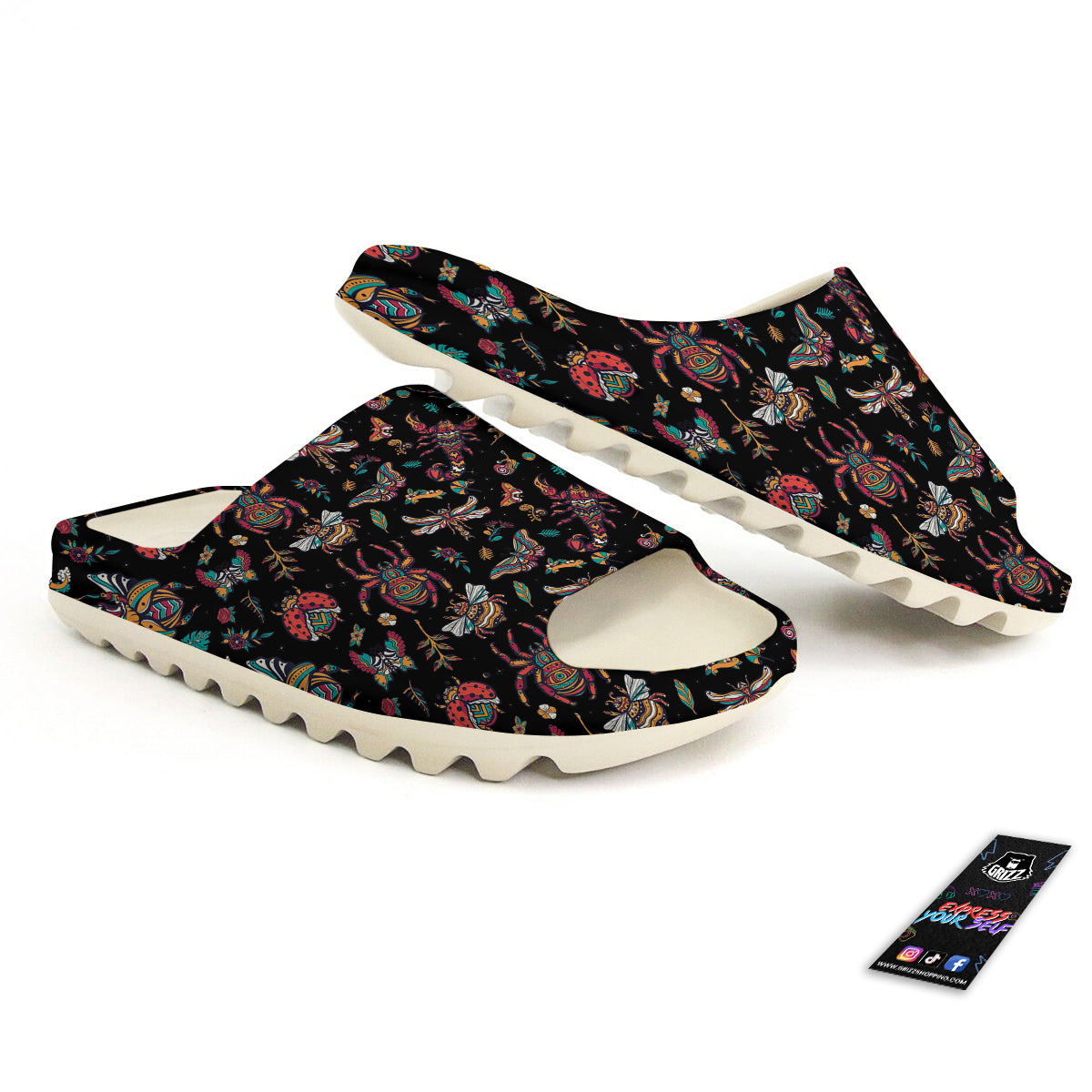 Insect Old School Tattoo Print Pattern Sandals-grizzshop