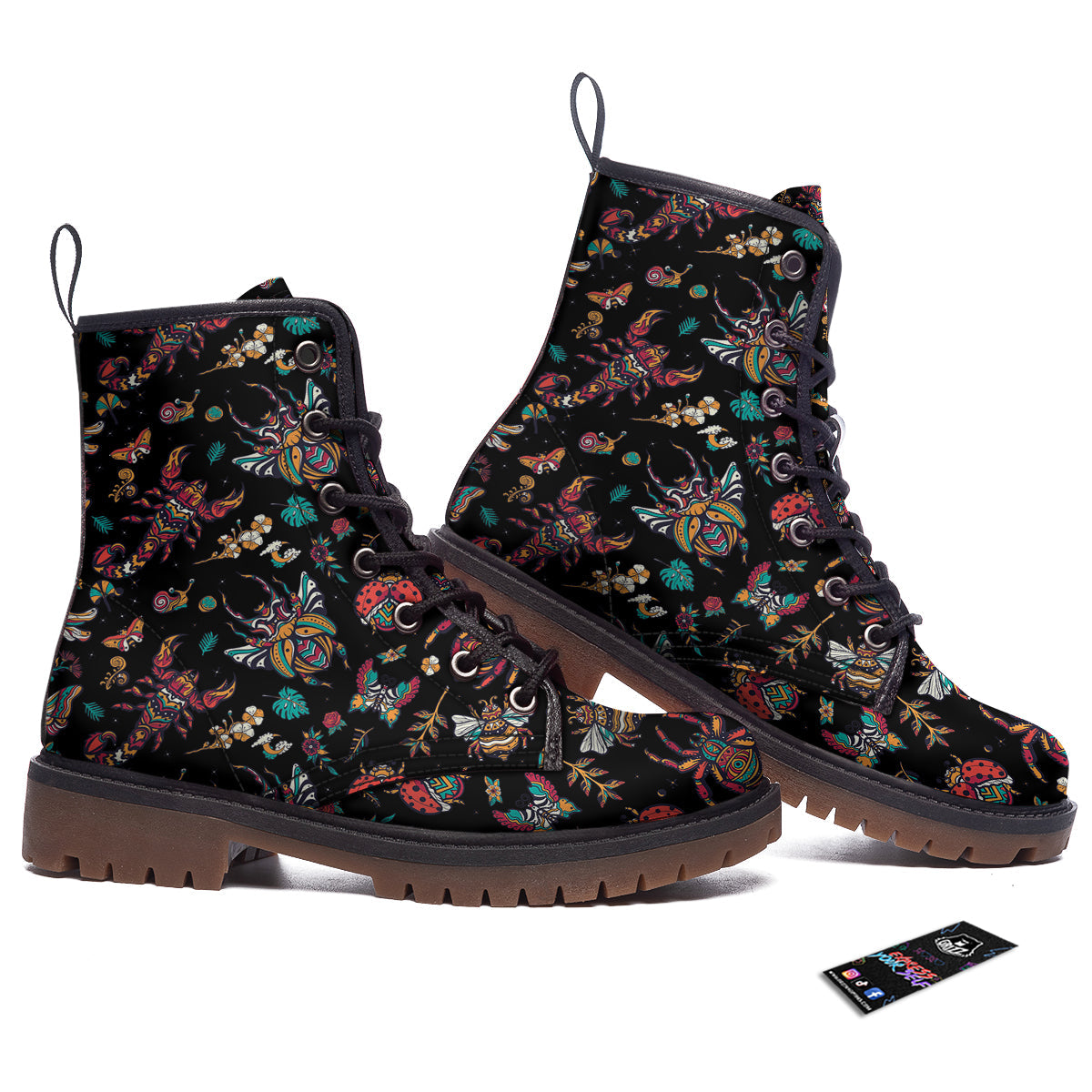Insect Old School Tattoo Print Pattern Work Boots-grizzshop