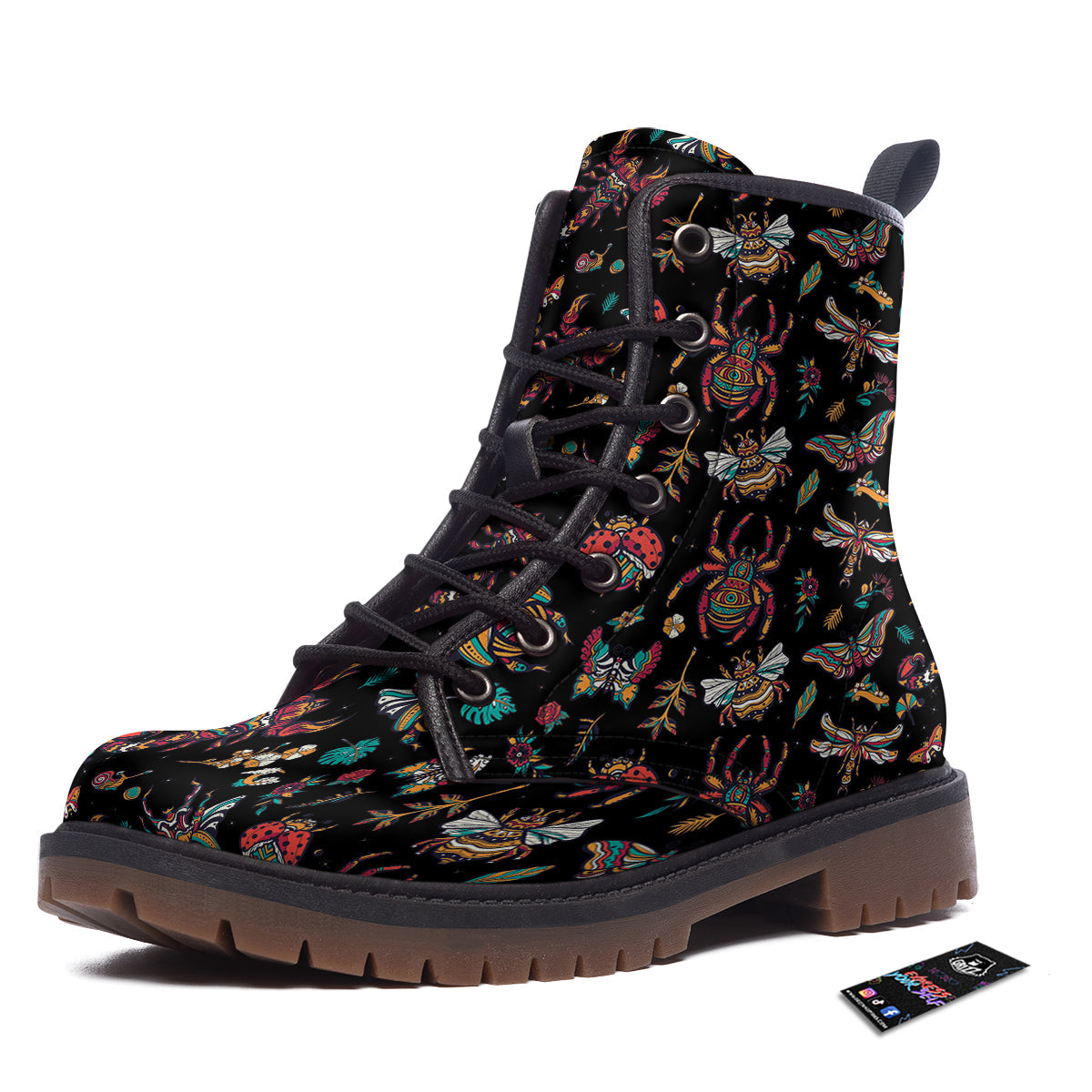 Insect Old School Tattoo Print Pattern Work Boots-grizzshop
