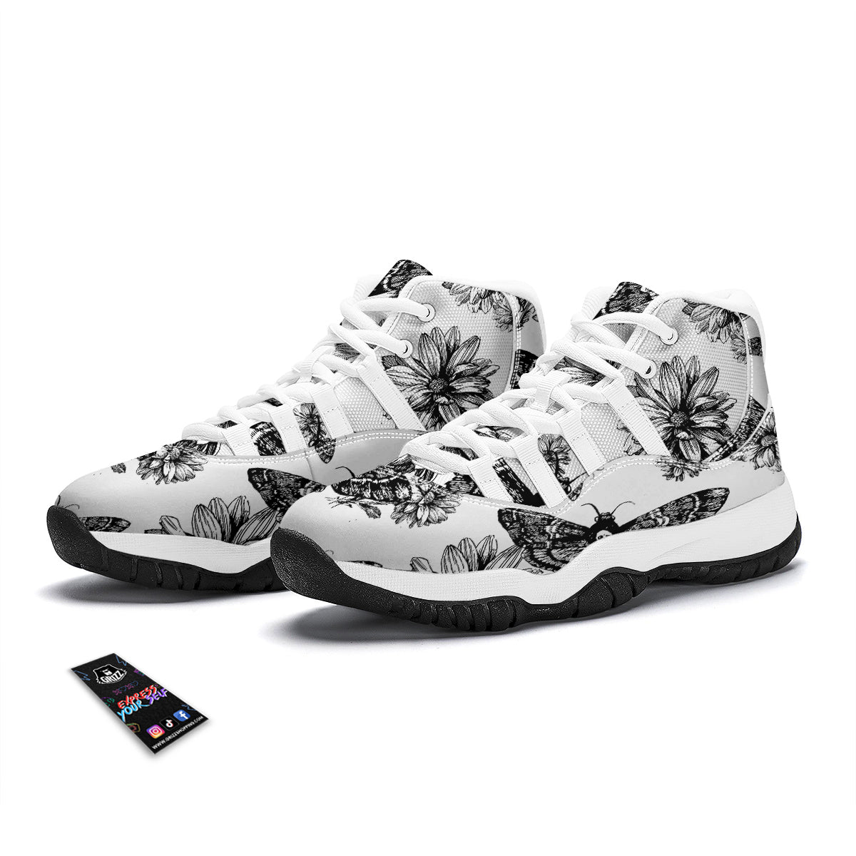 Insect Skull White Bball Shoes-grizzshop