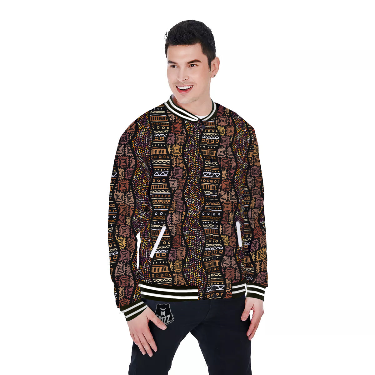 Inspired African Afro Print Pattern Baseball Jacket-grizzshop