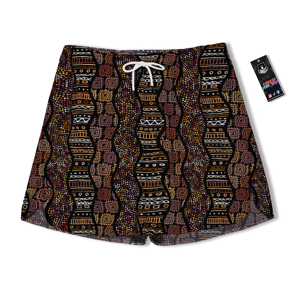 Inspired African Afro Print Pattern Men's Running Shorts-grizzshop