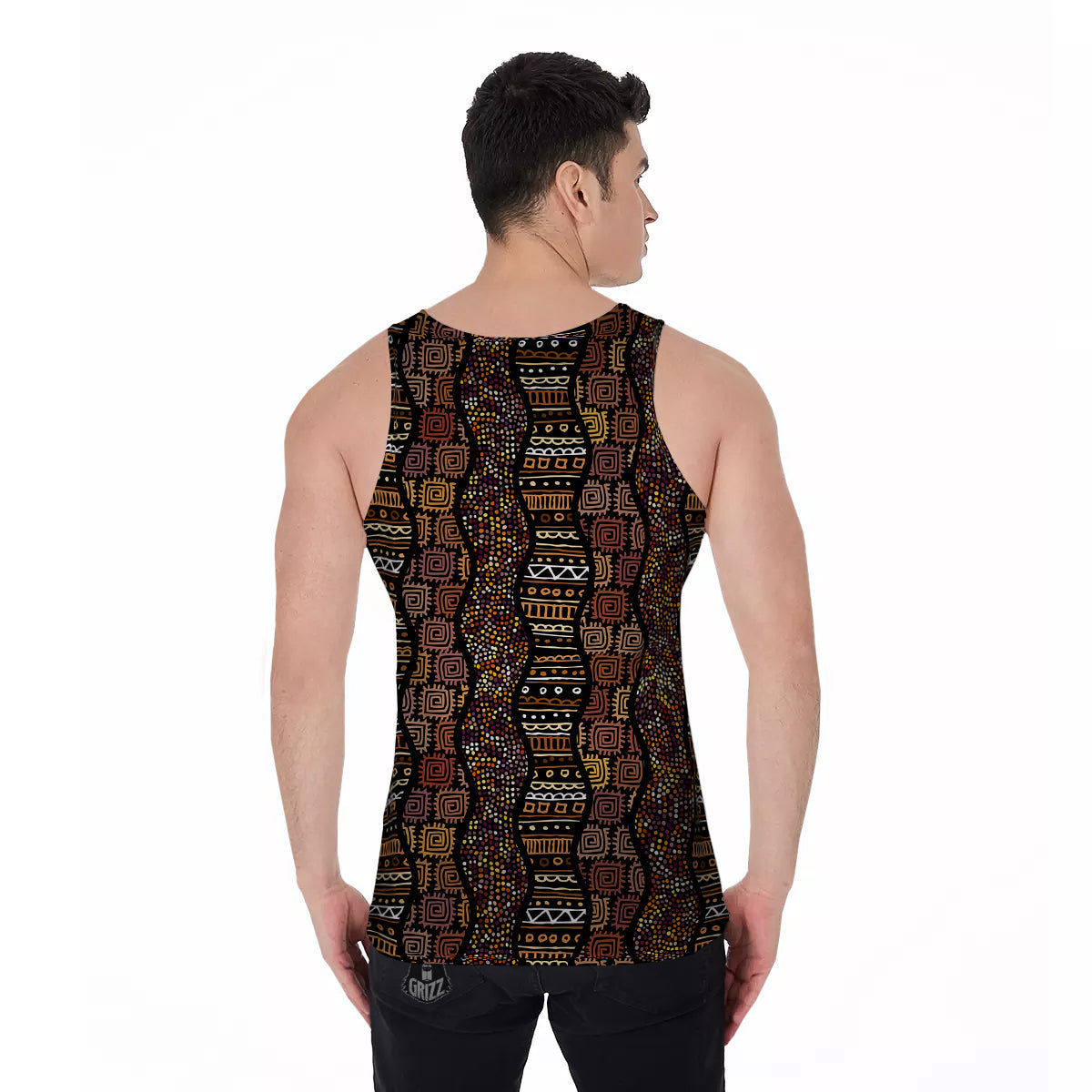Inspired African Afro Print Pattern Men's Tank Top-grizzshop