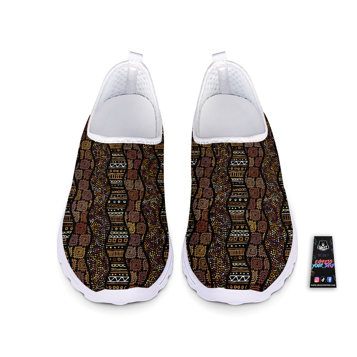 Inspired African Afro Print Pattern Nurse Shoes-grizzshop
