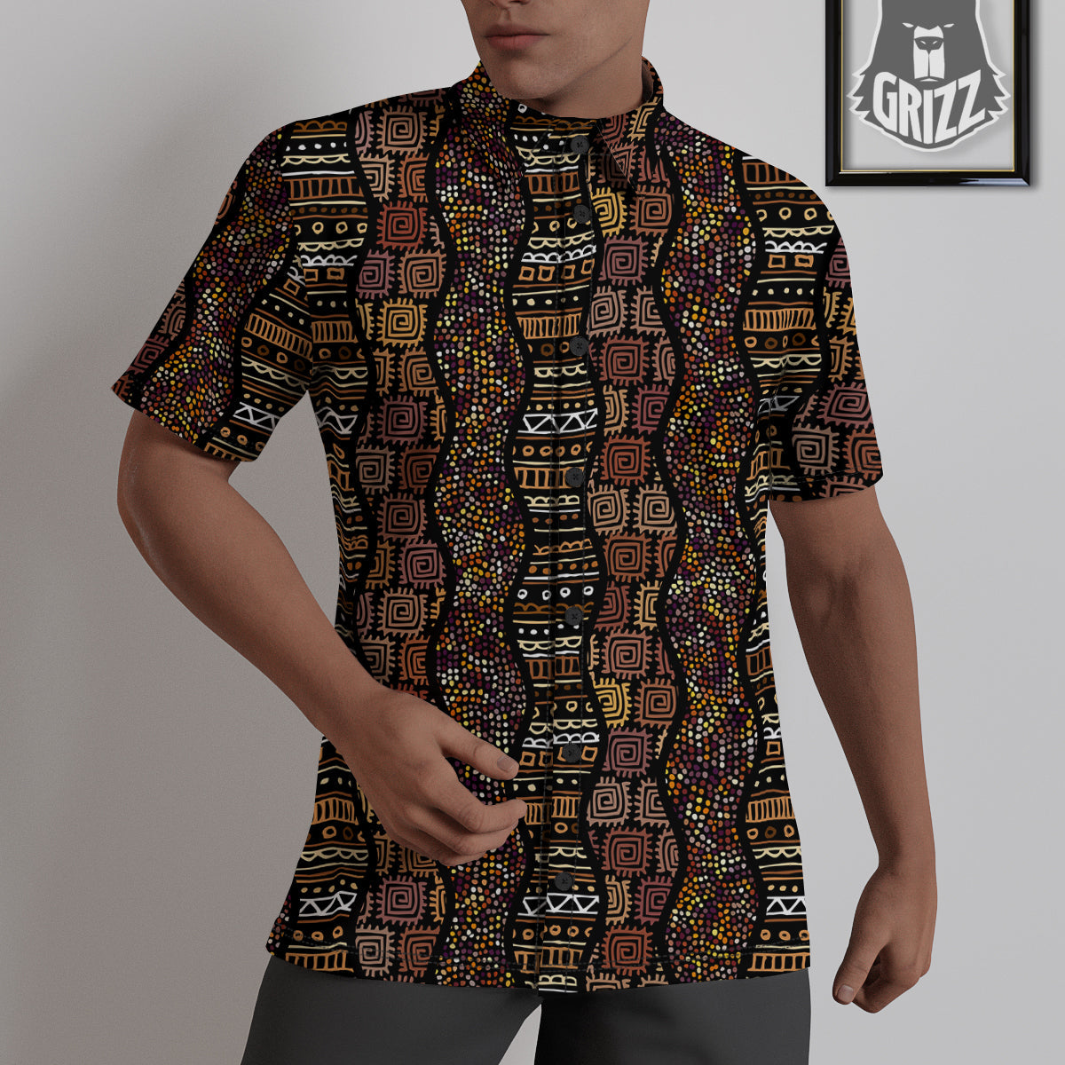 Inspired African Afro Print Pattern Untucked Shirts-grizzshop