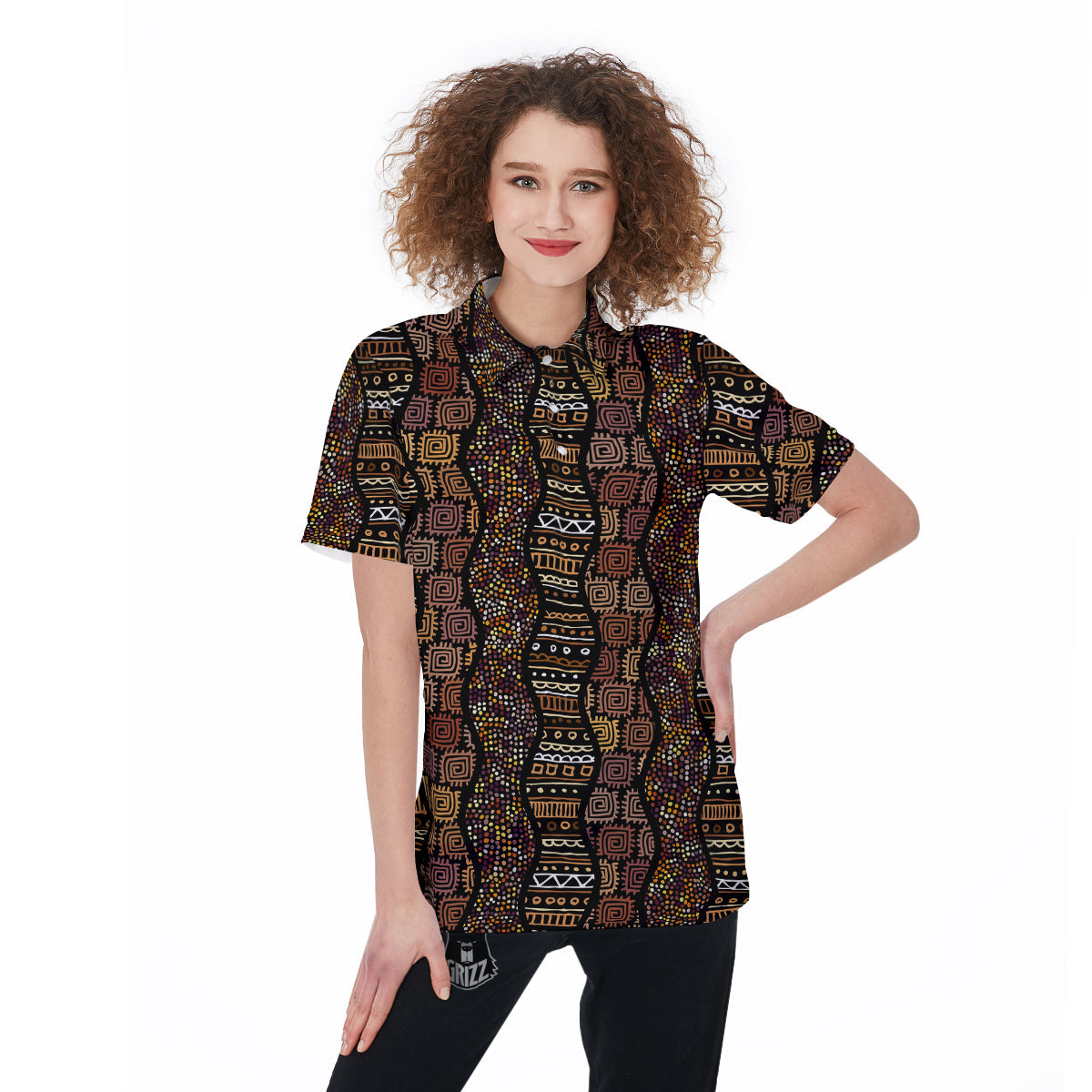 Inspired African Afro Print Pattern Women's Golf Shirts-grizzshop