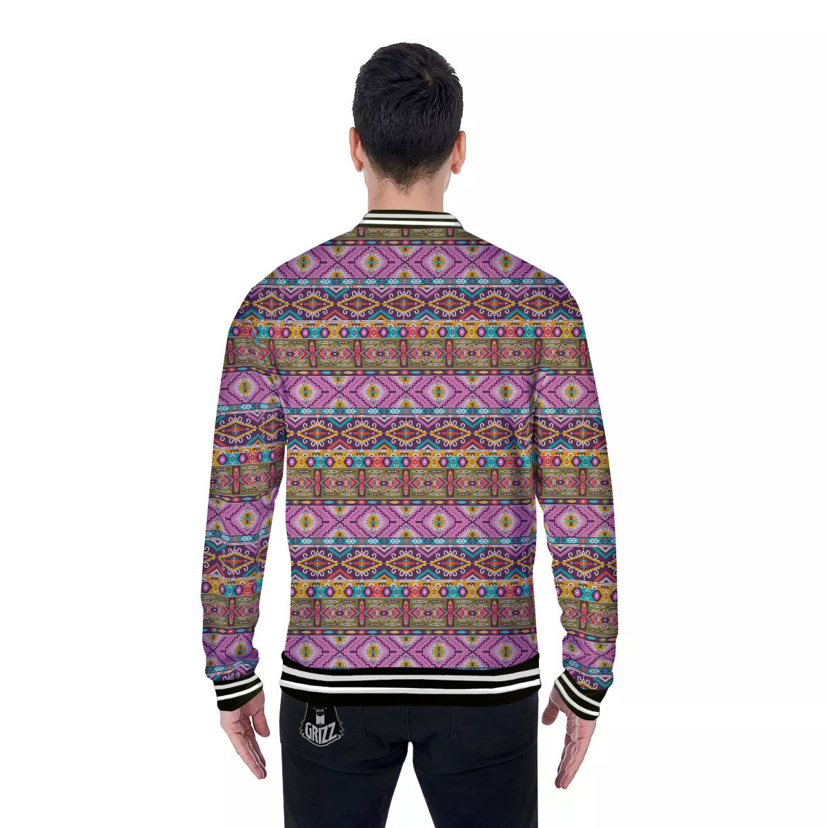 Inspired African Colorful Print Pattern Baseball Jacket-grizzshop