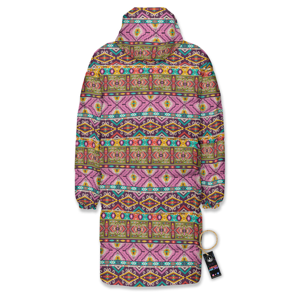 Inspired African Colorful Print Pattern Long Down Jacket-grizzshop