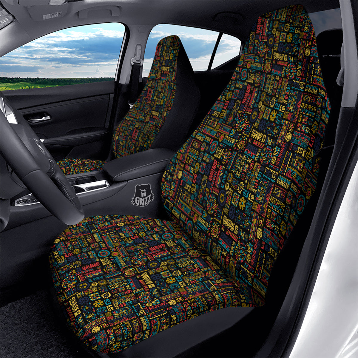 Inspired African Tribal Print Pattern Car Seat Covers-grizzshop