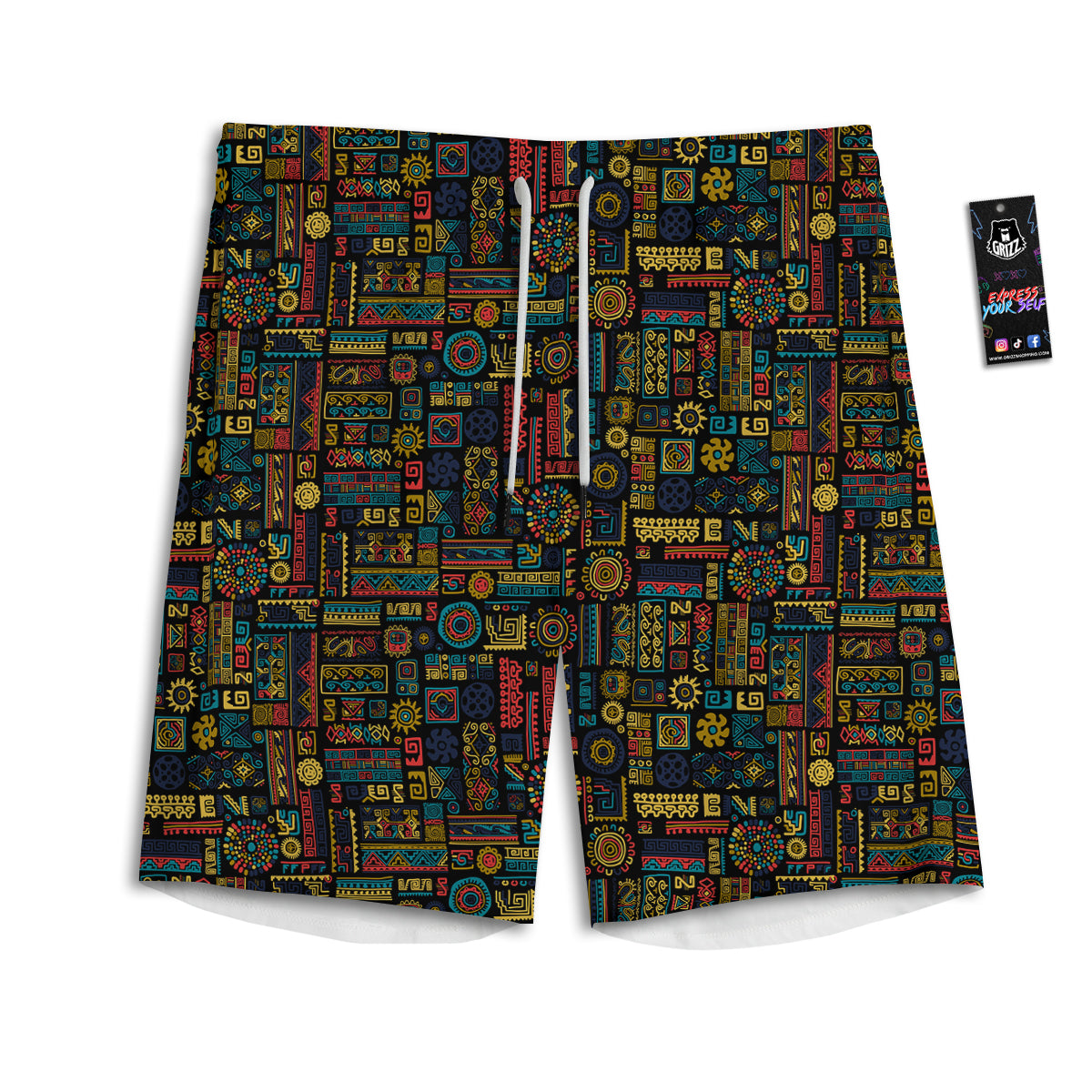 Inspired African Tribal Print Pattern Men's Athletic Shorts