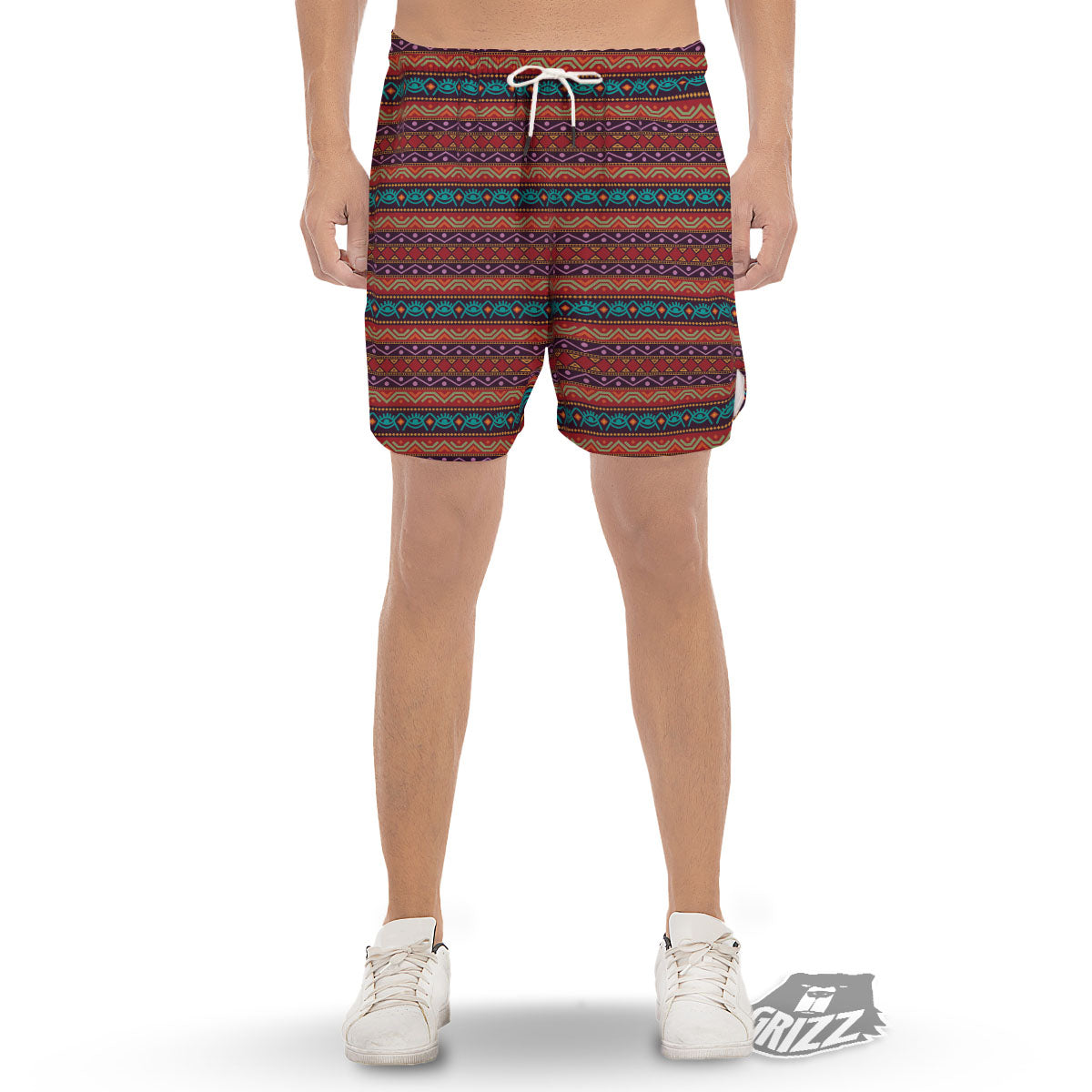 Inspired Afro Ethnic Print Men's Gym Shorts-grizzshop