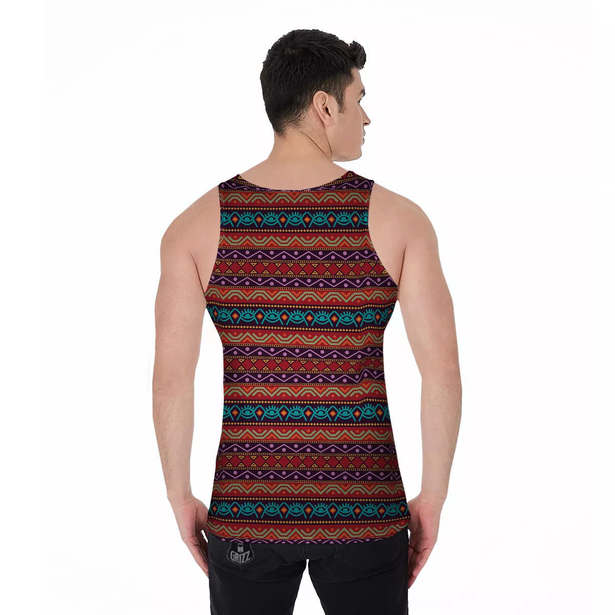 Inspired Afro Ethnic Print Men's Tank Top-grizzshop