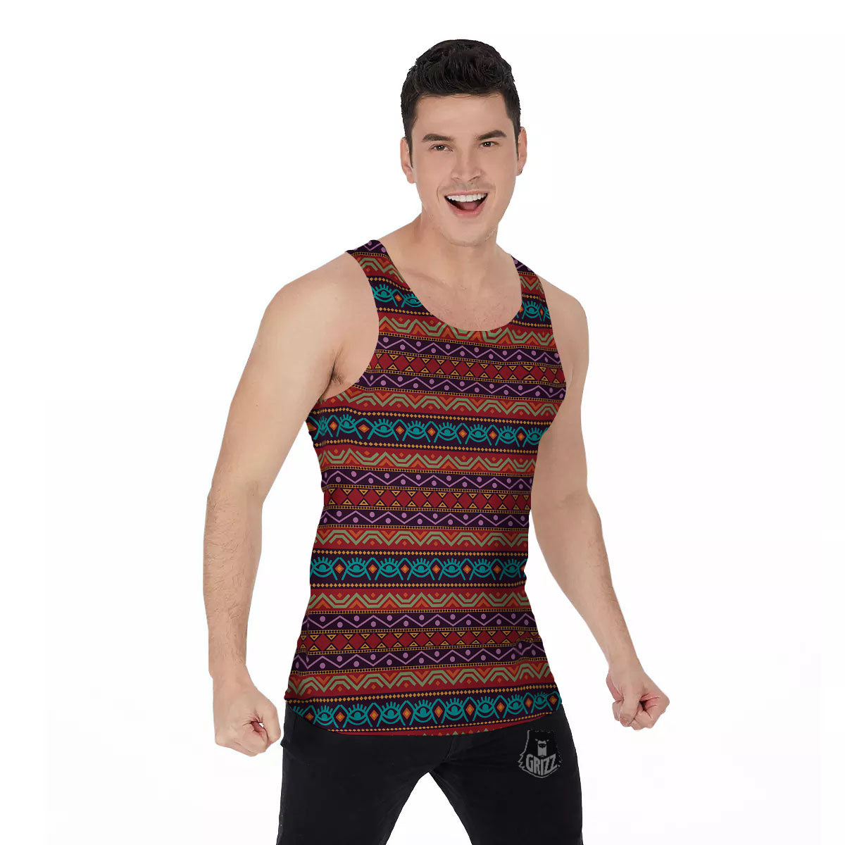 Inspired Afro Ethnic Print Men's Tank Top-grizzshop