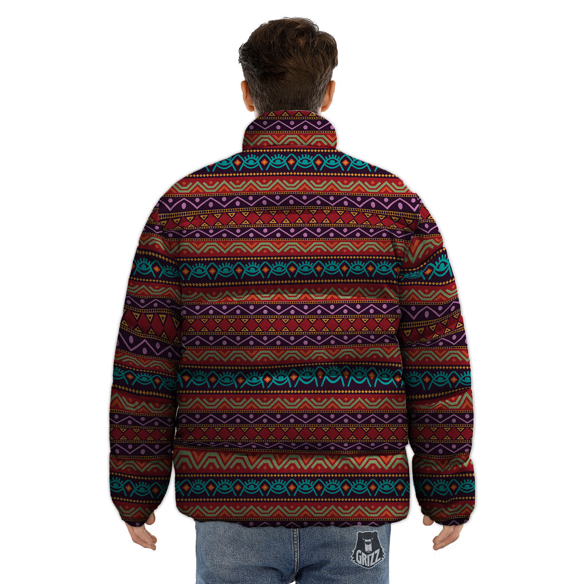 Inspired Afro Ethnic Print Puffer Jacket-grizzshop