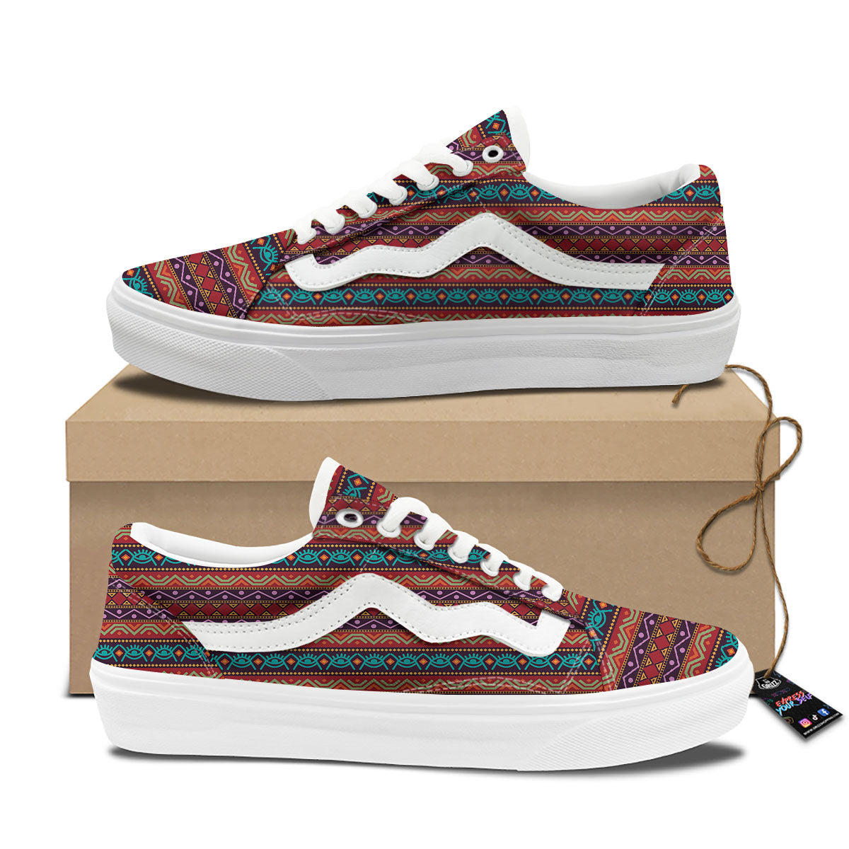 Inspired Afro Ethnic Print Skate Shoes-grizzshop