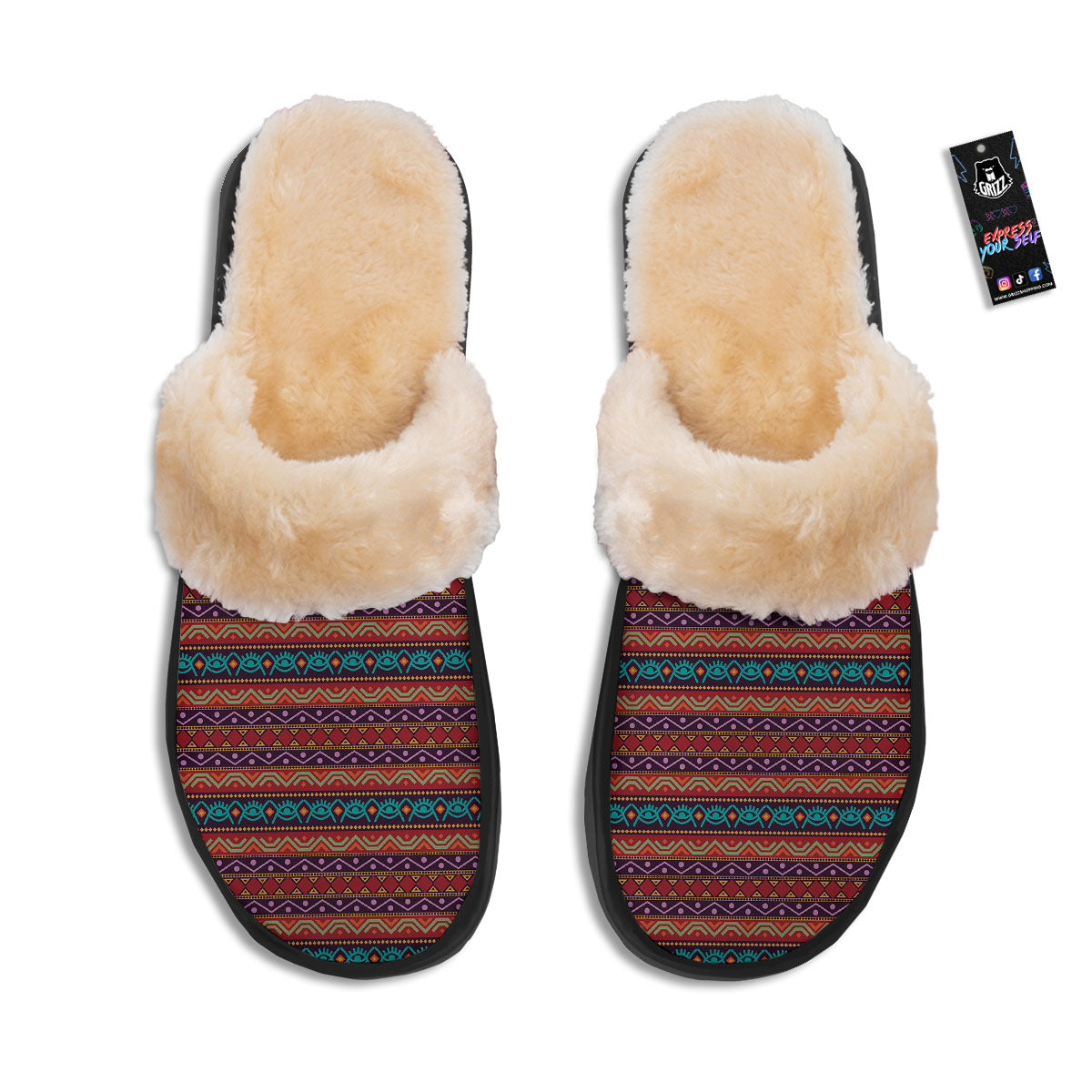 Inspired Afro Ethnic Print Slippers-grizzshop