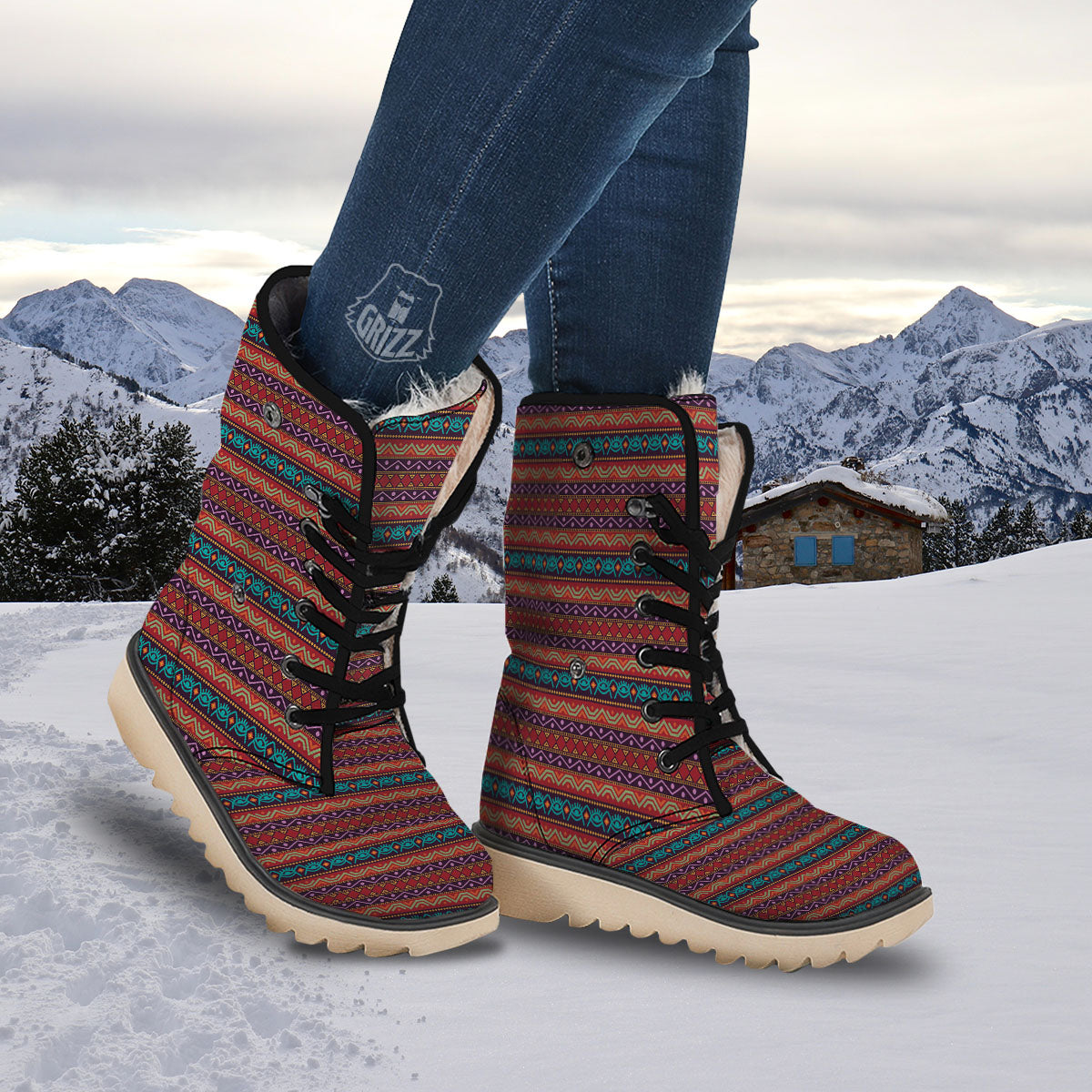 Inspired Afro Ethnic Print Snow Boots-grizzshop